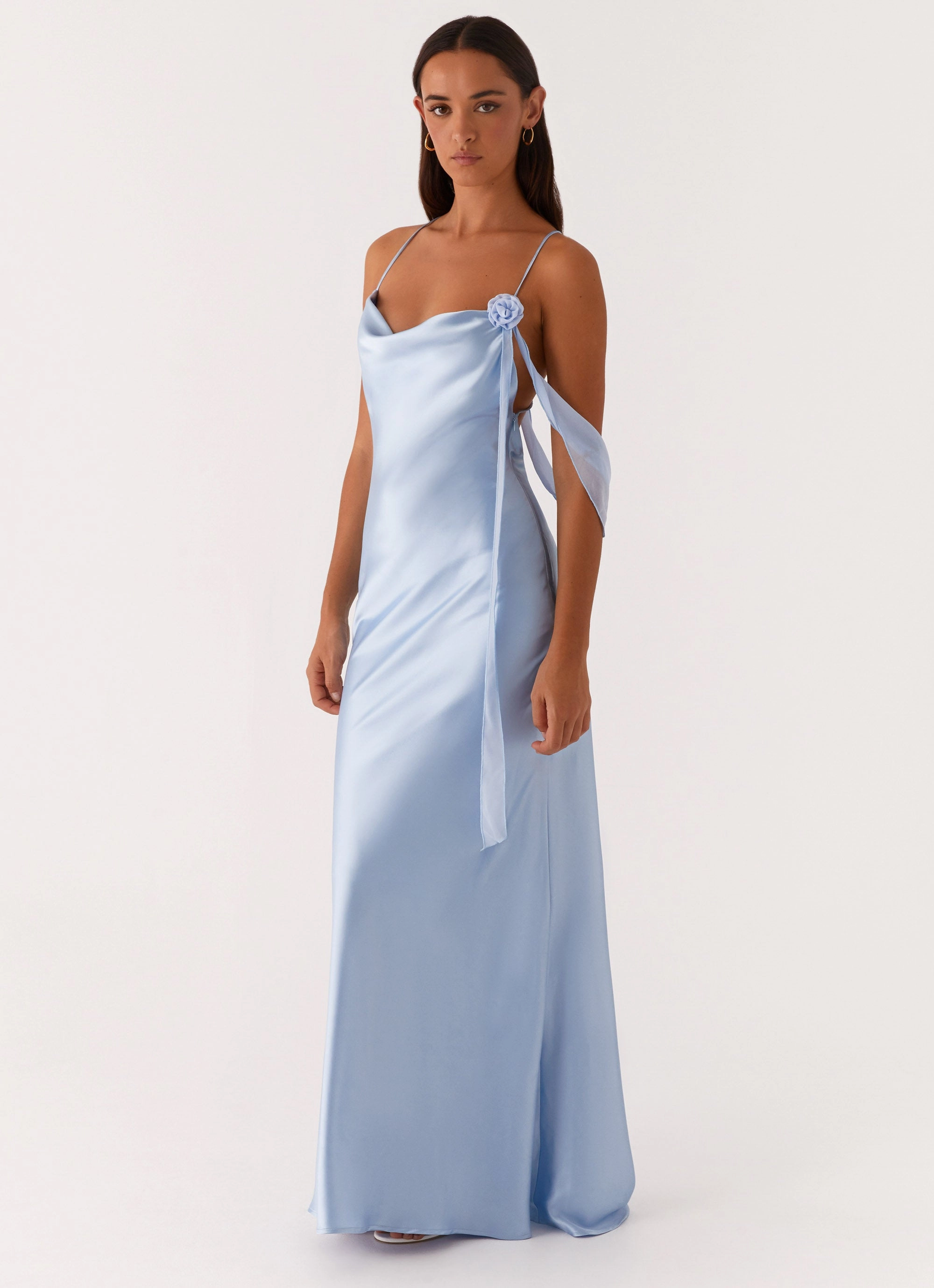 Too Sweet Satin Maxi Dress - Blue Weatherproof Coat Double Breasted