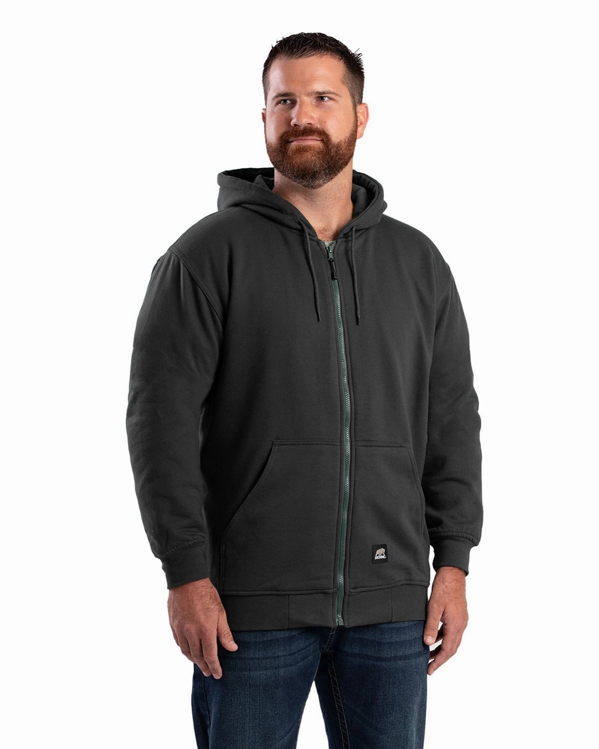 Easy Fit Piece Anti Pilling Technology Berne Apparel Mens Heritage Thermal-Lined Zip Black Cotton Blend Hoodie