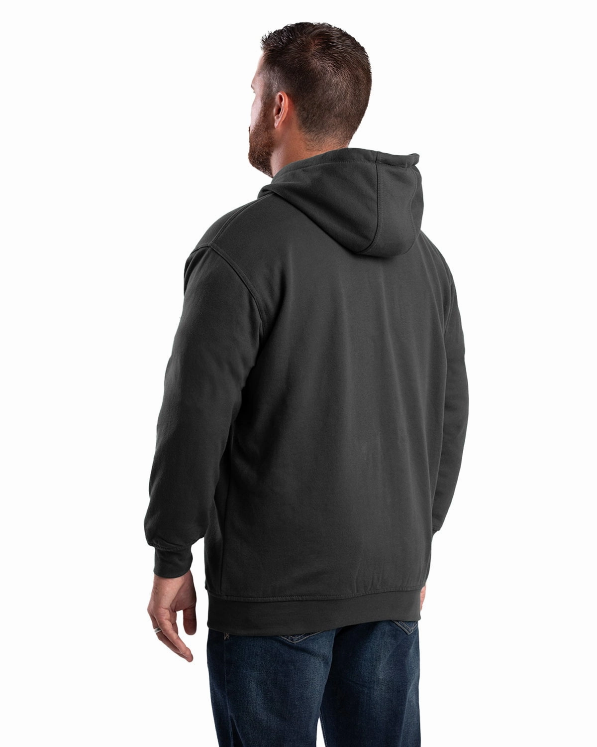 Smooth zipper closure Berne Apparel Mens Heritage Thermal-Lined Zip Black Cotton Blend Hoodie