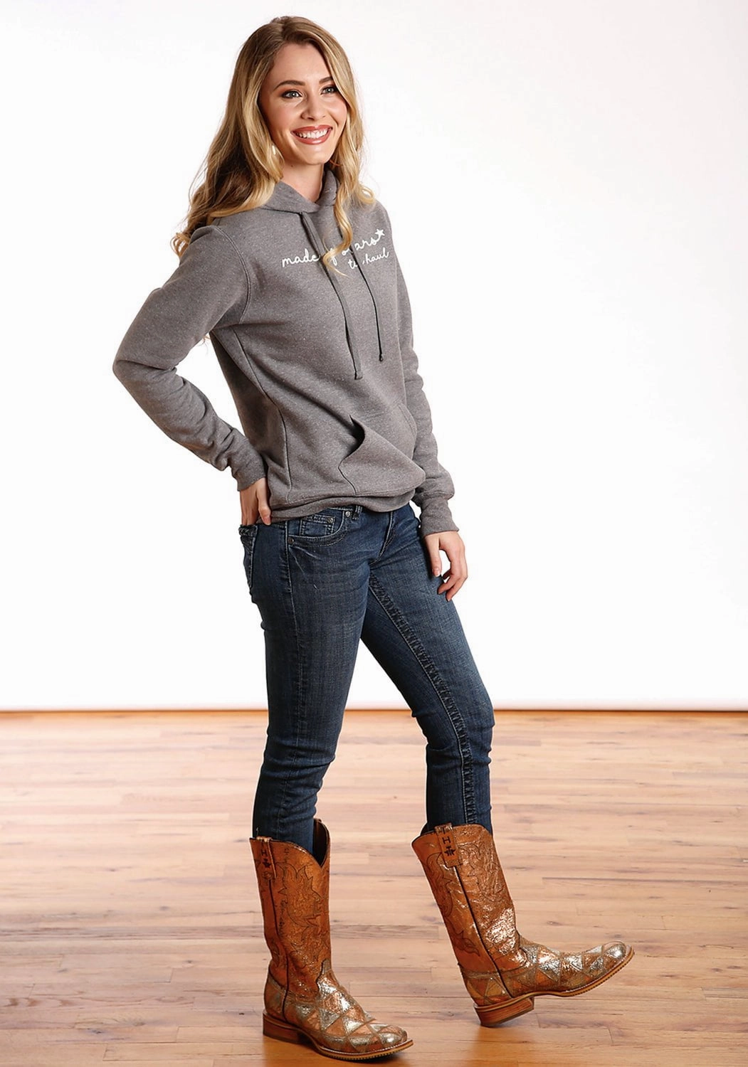 Smooth Zipper Glides Modern Street Tin Haul Womens Grey Cotton Blend Made of Stars Hoodie