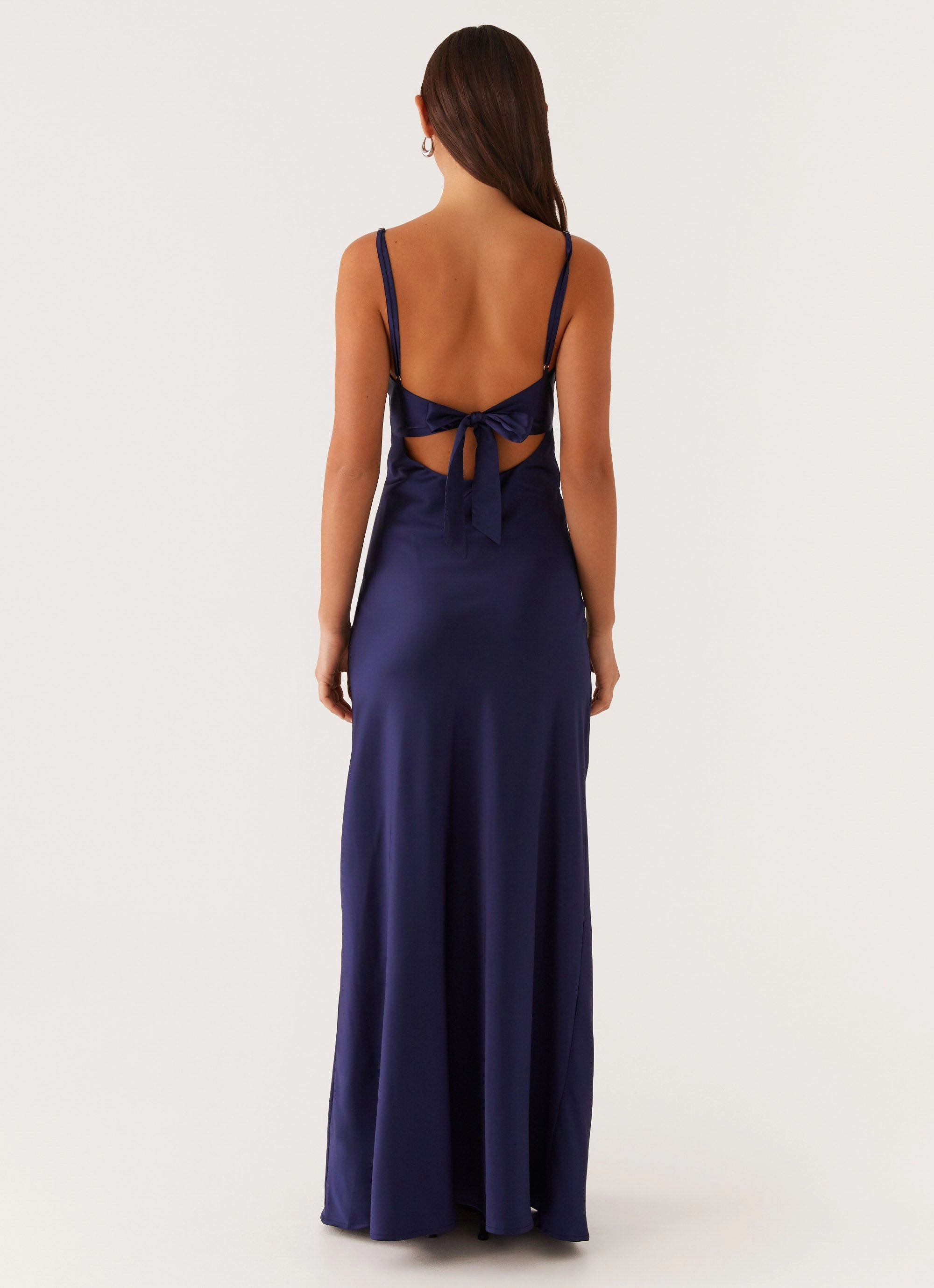 Flora Satin Maxi Dress - Navy Neutral Tone