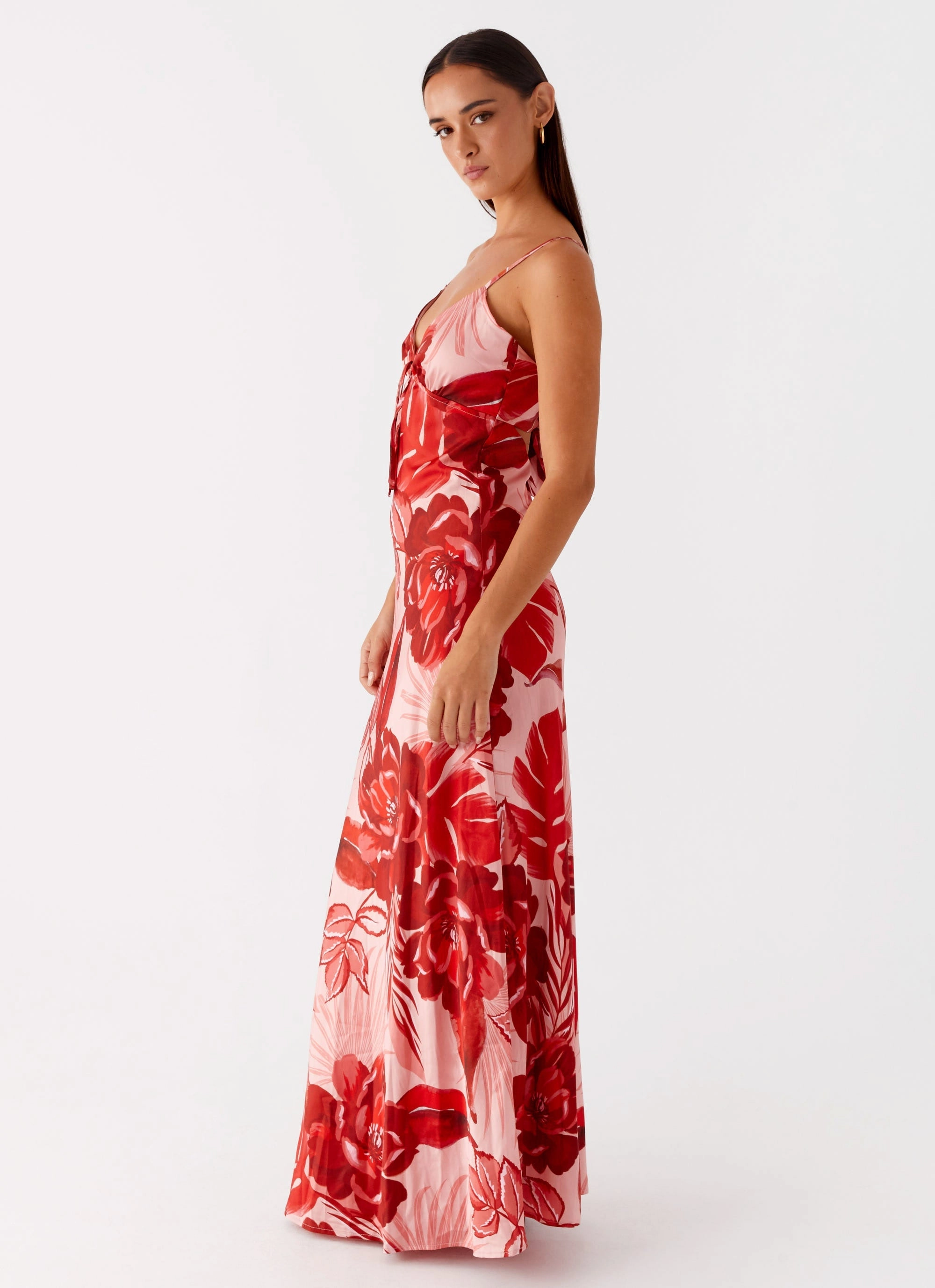 Flora Satin Maxi Dress - Sicily Sunsets Print Wool blend