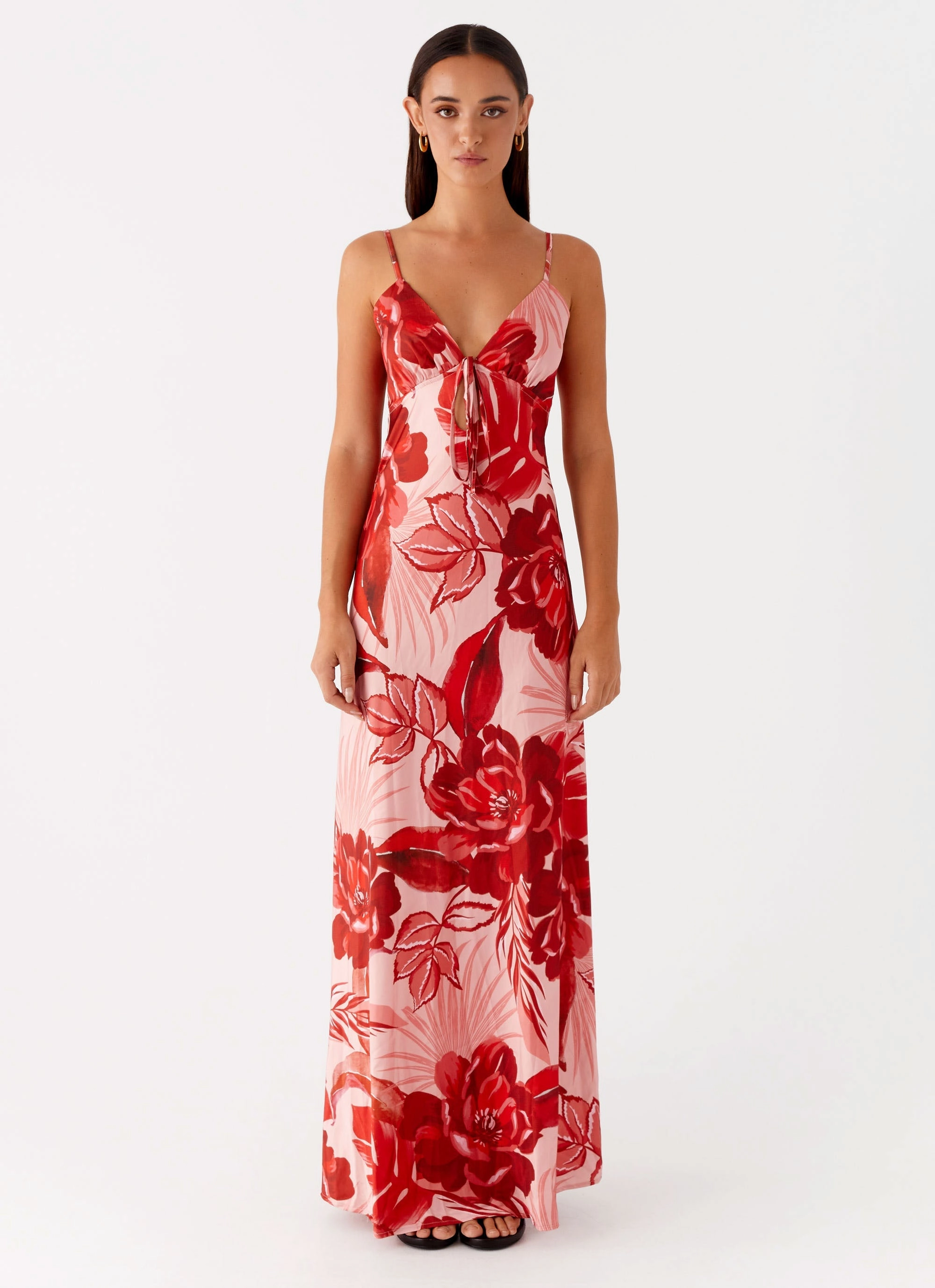 Classic knee-length dress Refined Form Flora Satin Maxi Dress - Sicily Sunsets Print
