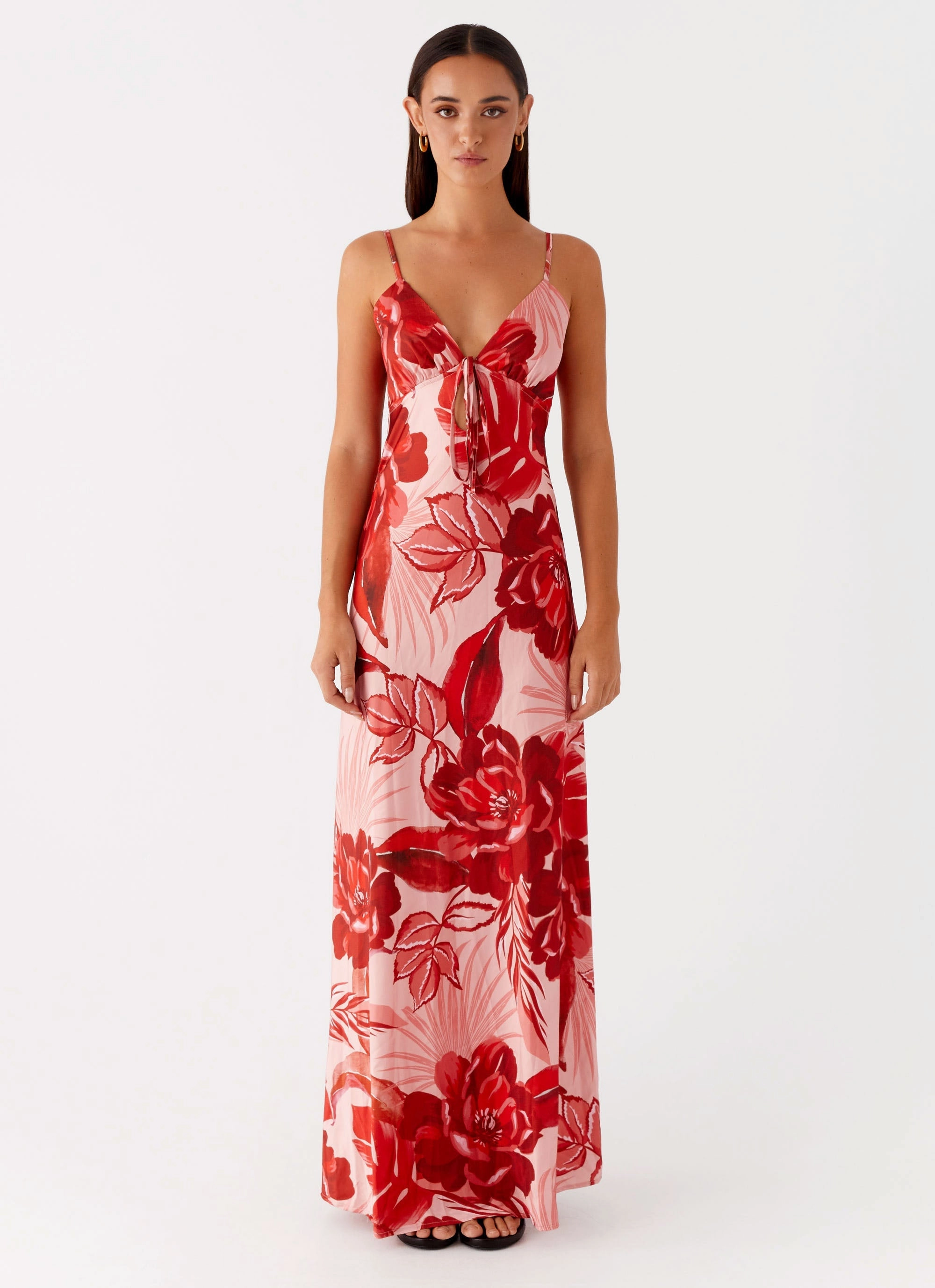 Flora Satin Maxi Dress - Sicily Sunsets Print Oversized Jacket