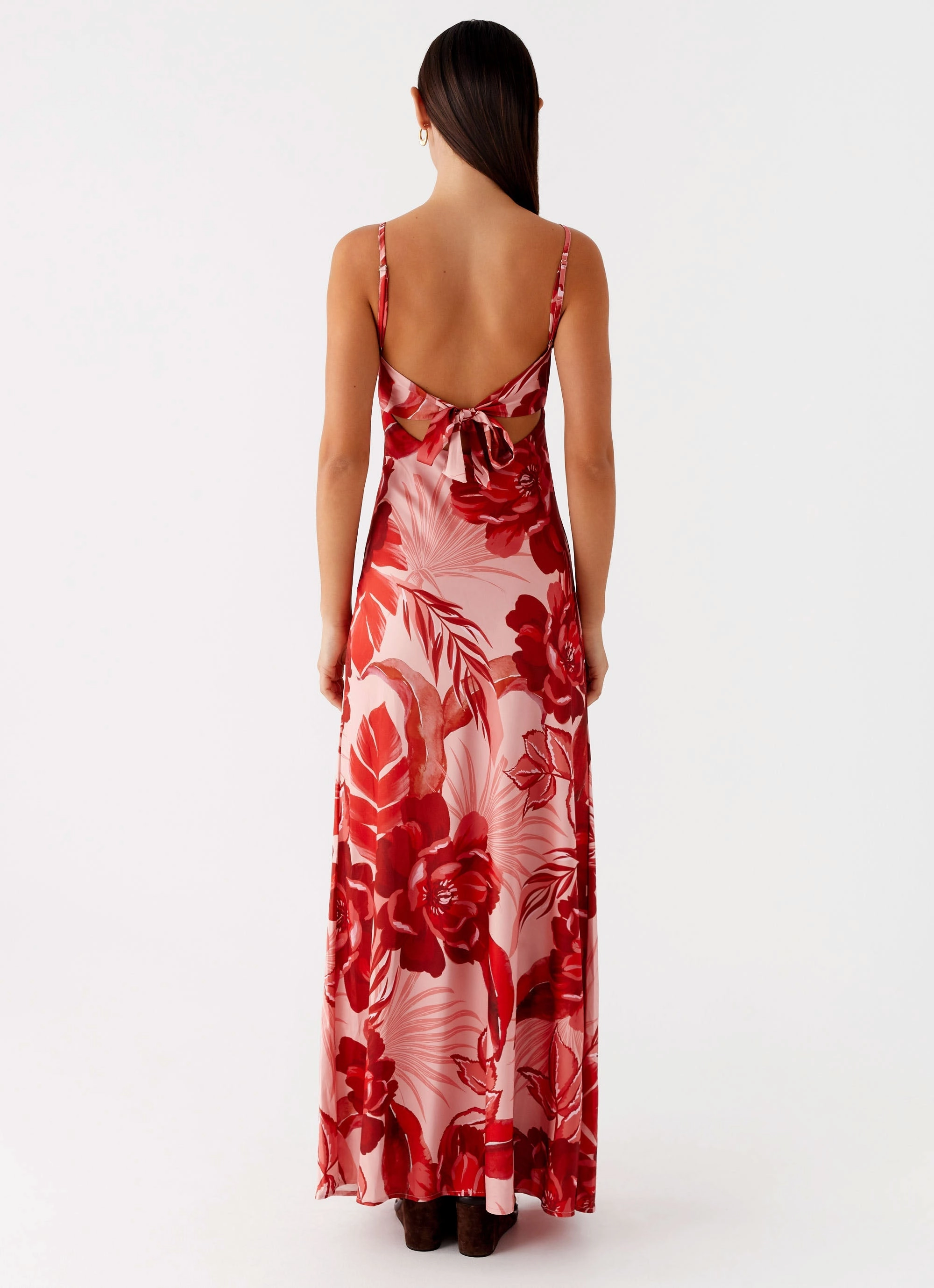 Flora Satin Maxi Dress - Sicily Sunsets Print City Flow