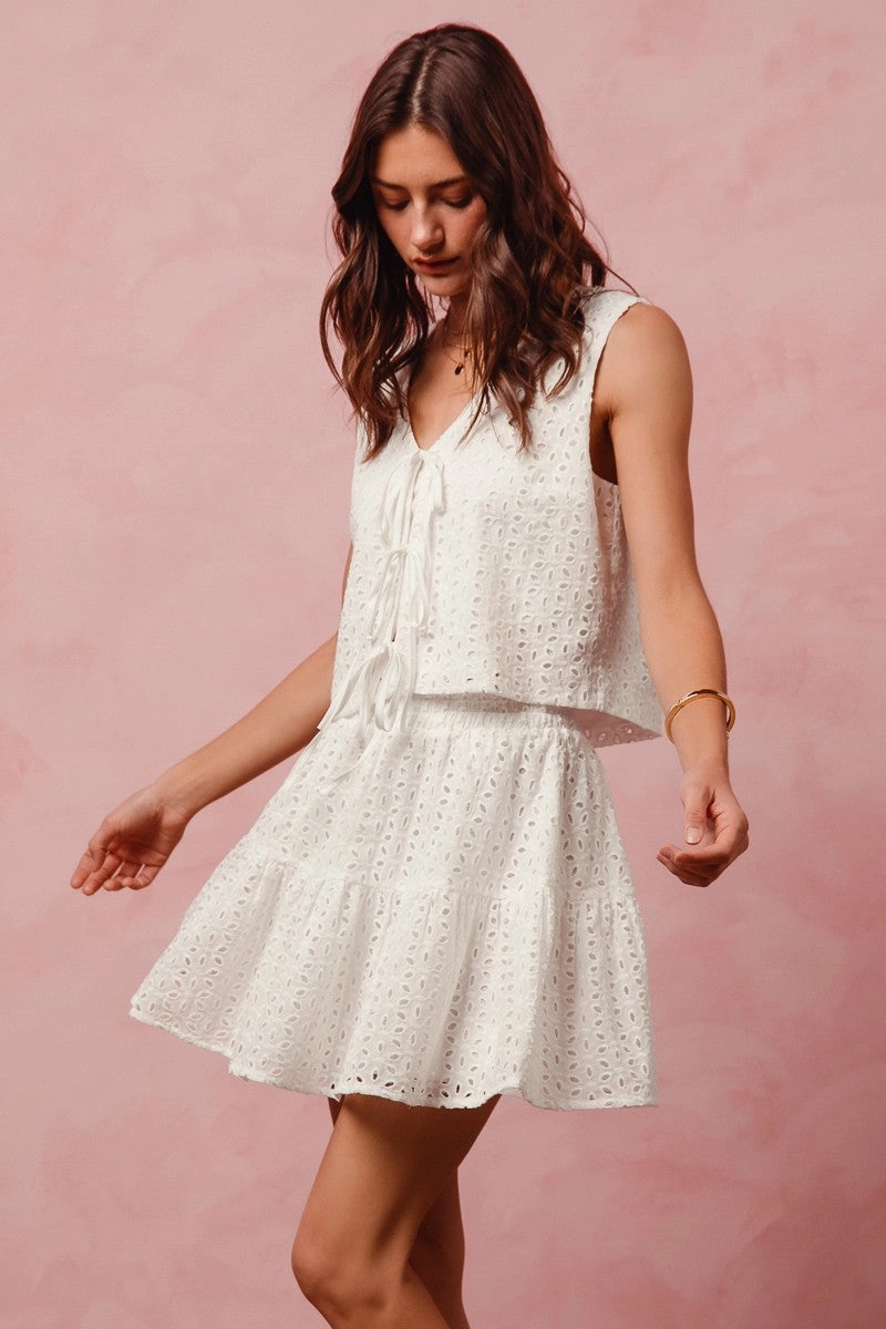 Cozy Essentials Functional Wear Floral Eyelet Lace Set - White