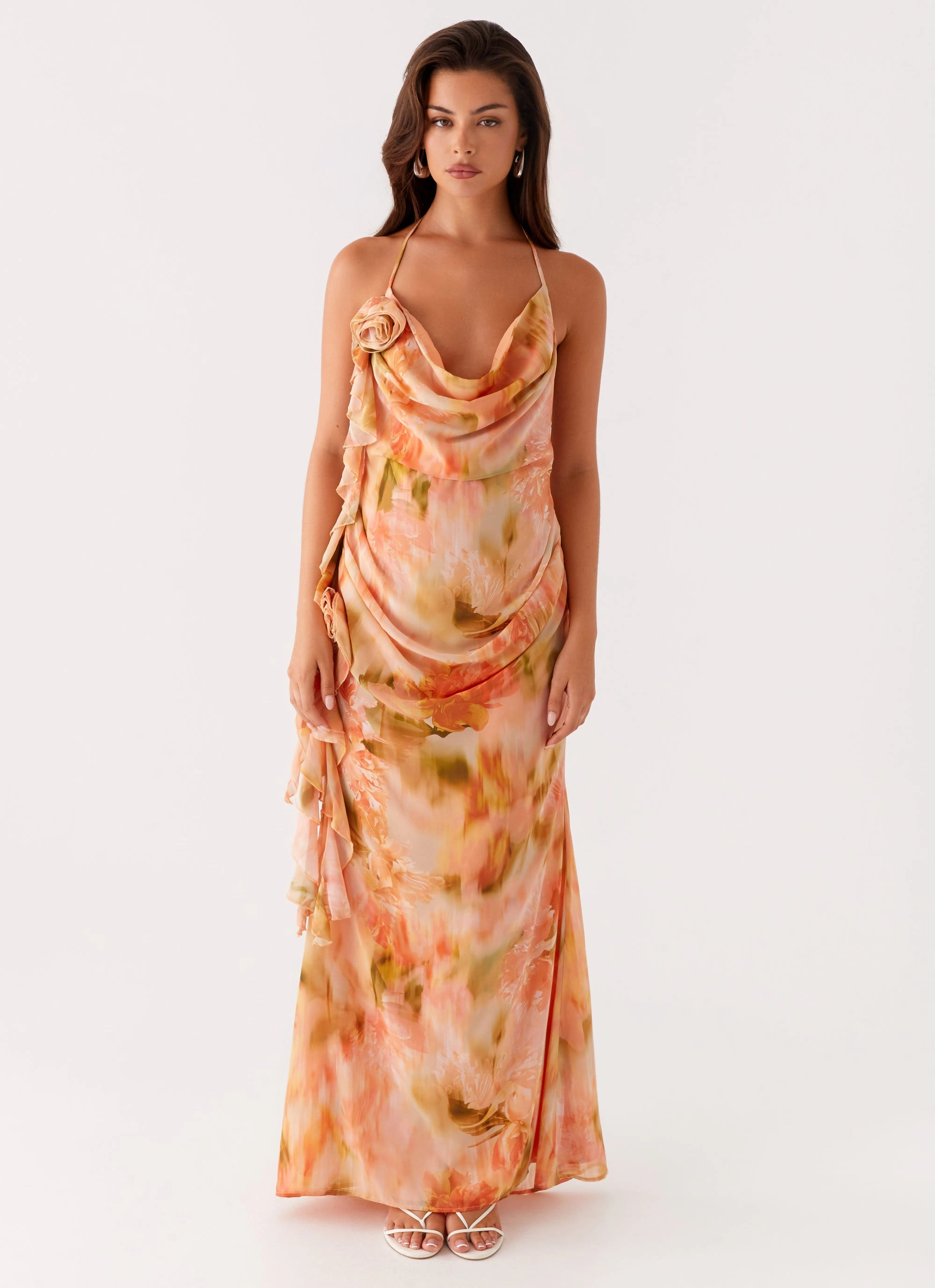 Lounge Mood Diedre Rose Strappy Maxi Dress - Sunset Floral