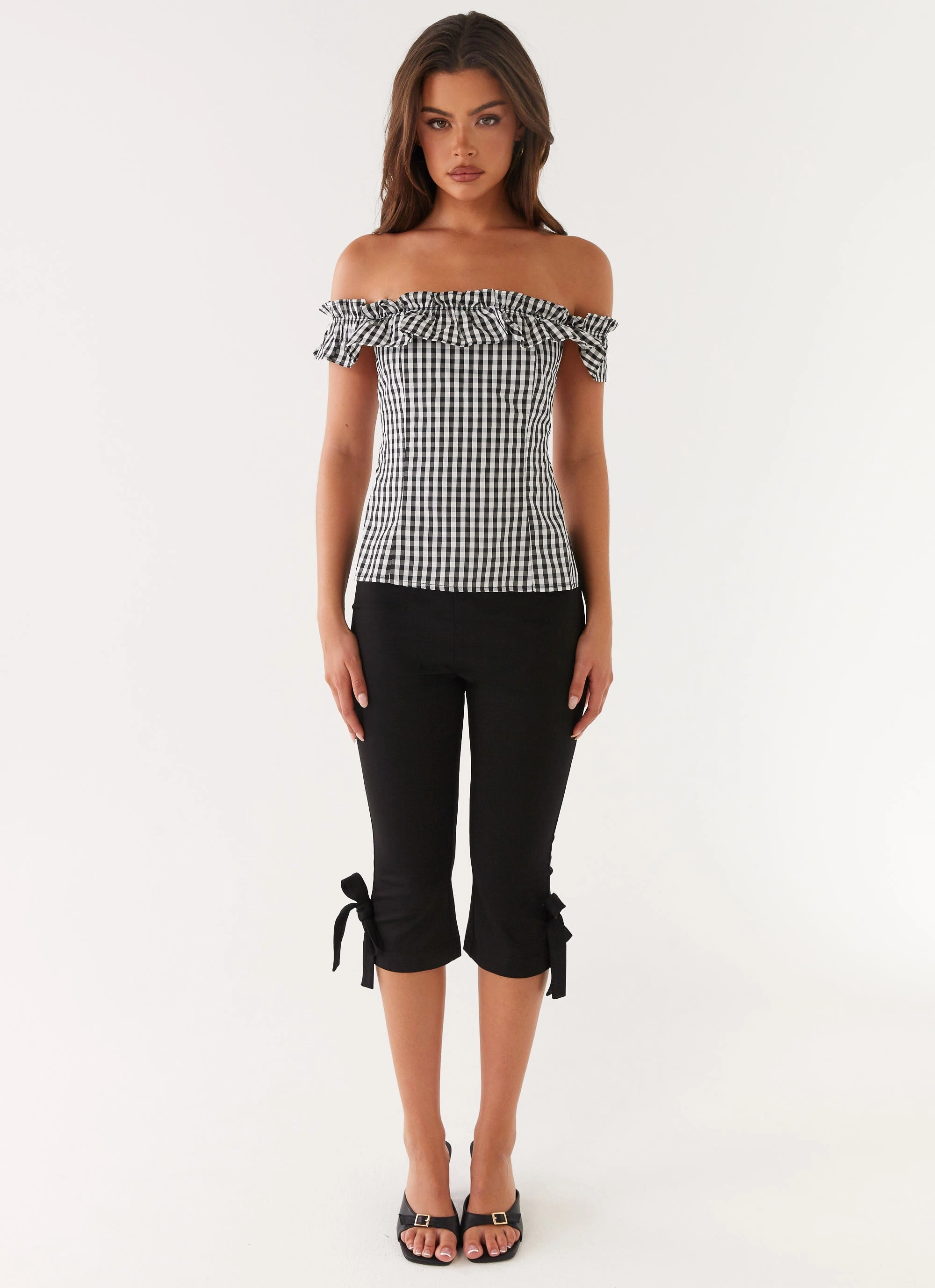Adaptive Waistband Gwyneth Top - Black Gingham
