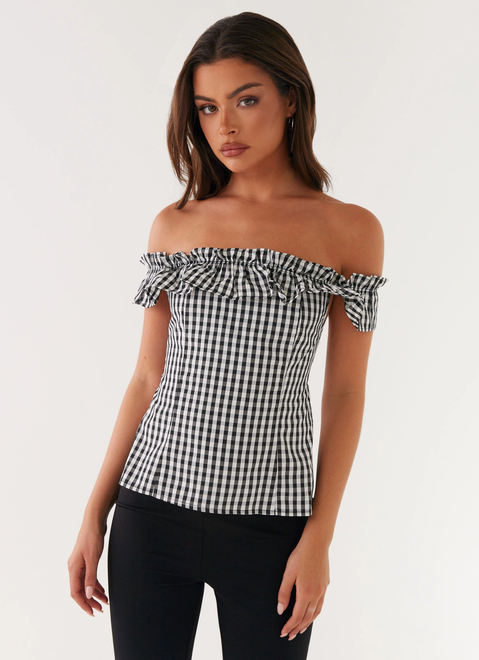 Gwyneth Top - Black Gingham Cozy Sweater