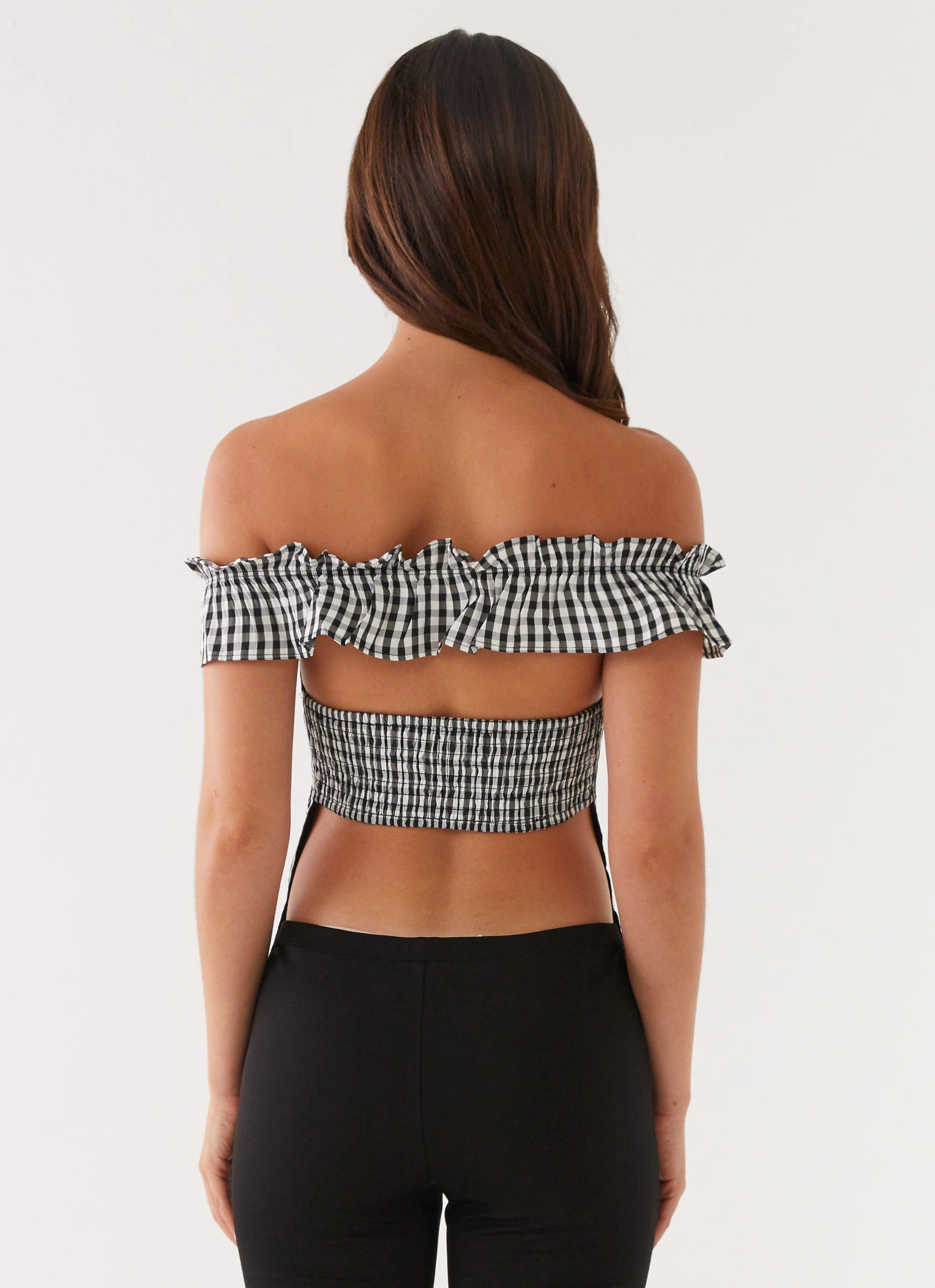 Gwyneth Top - Black Gingham ThermalLining Layered Placket Design