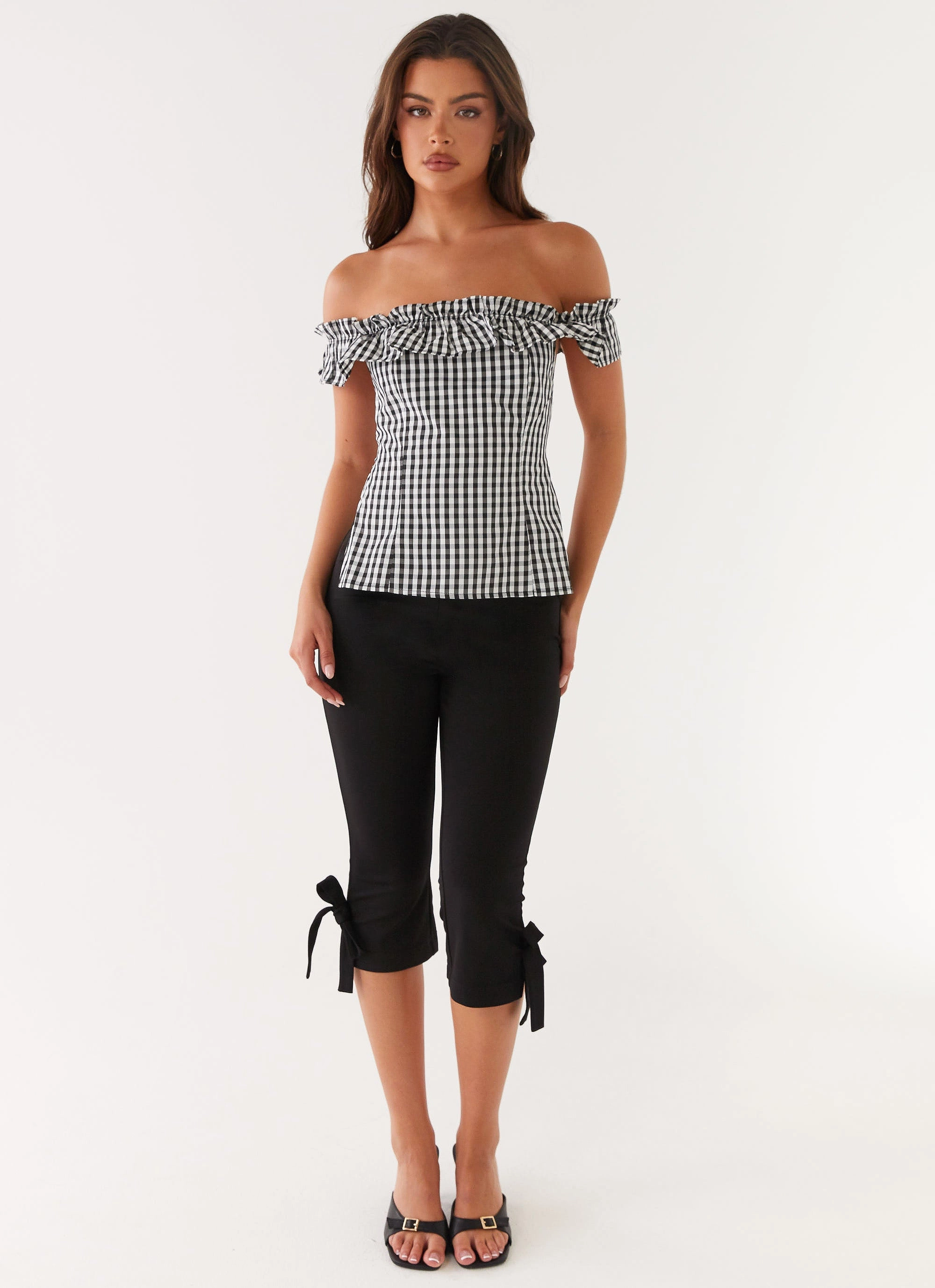 Gwyneth Top - Black Gingham Smooth Seam Transition Tagless Neckline Design