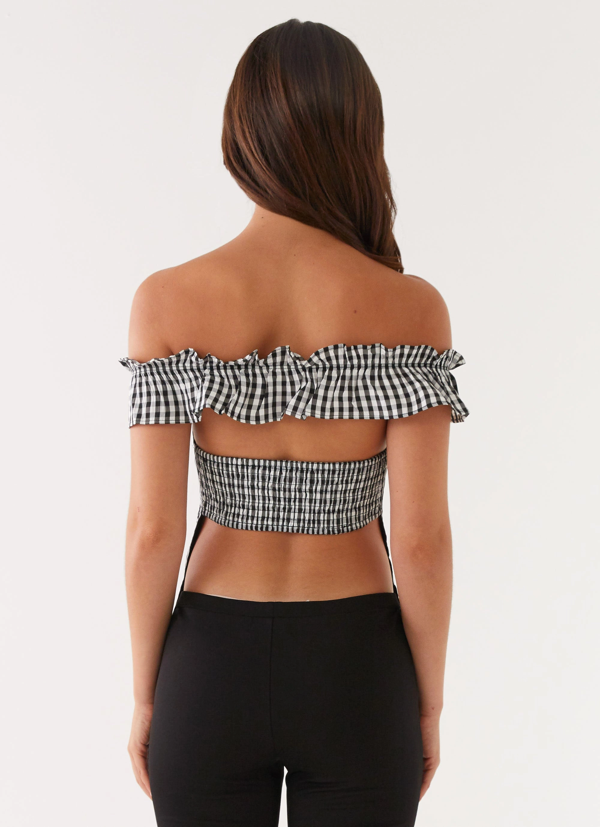 AntiStaticInnerLining StainResistantFinish Gwyneth Top - Black Gingham