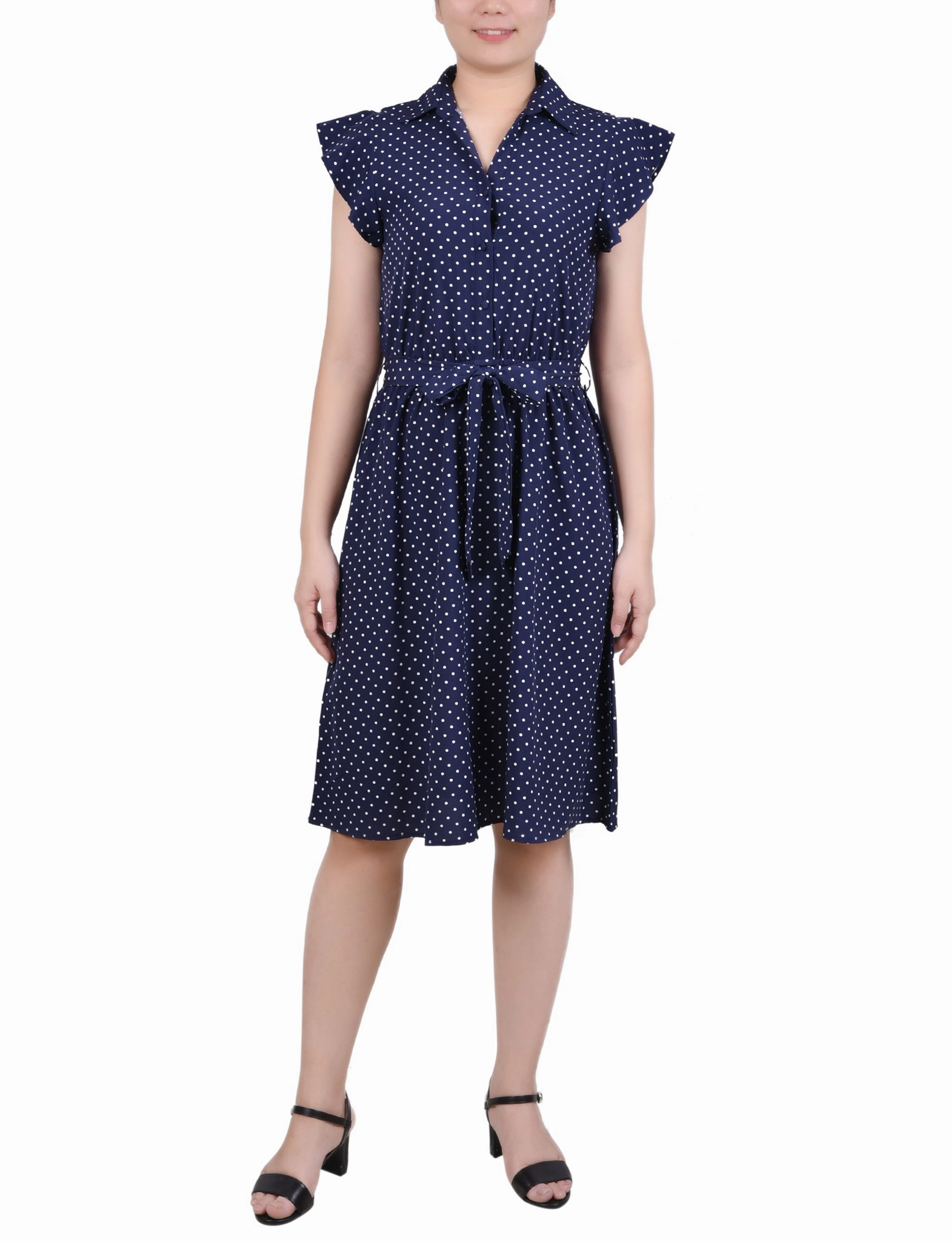 Flutter Sleeve Belted Dress Grace Flow