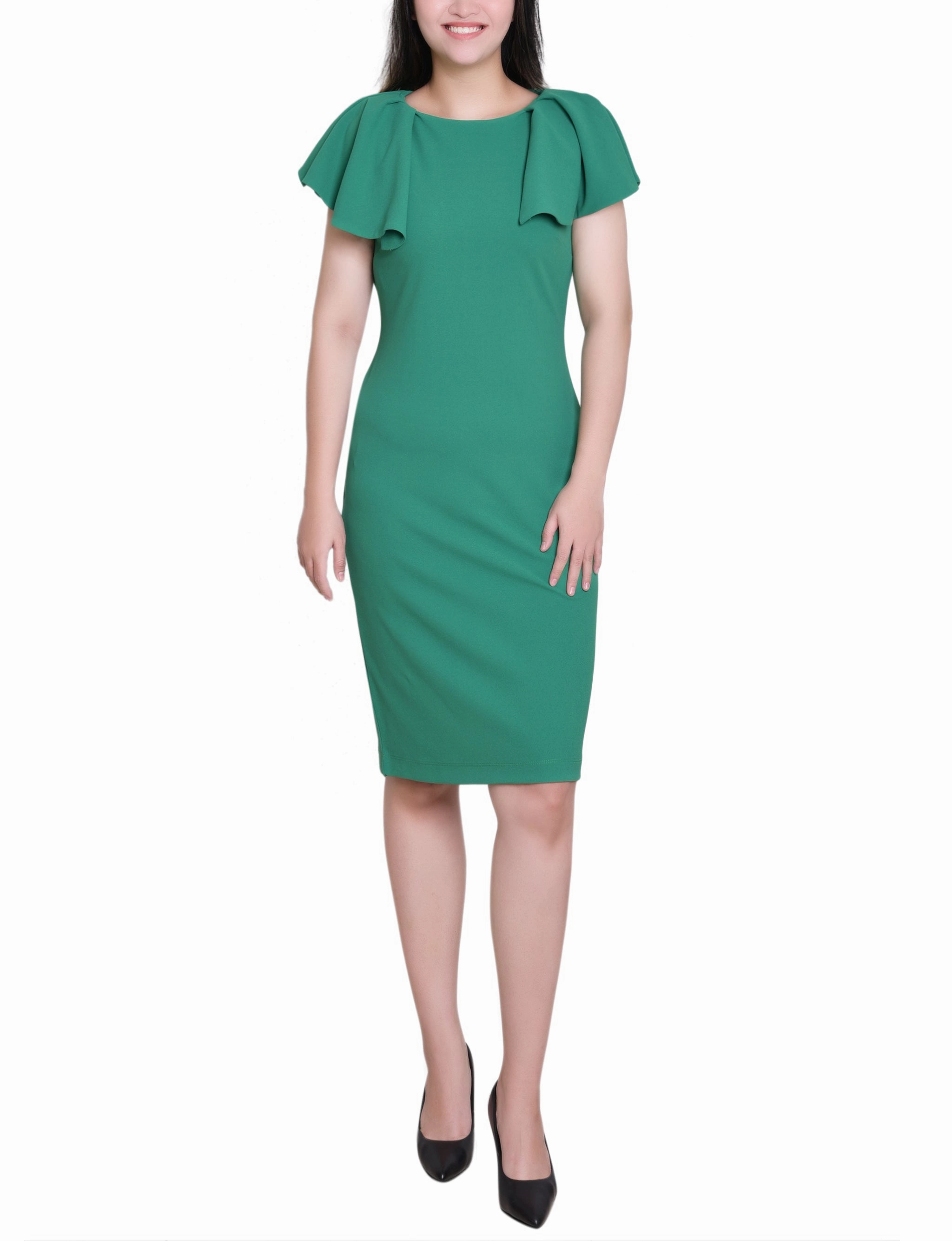 Flutter Sleeve Sheath Dress Relaxed-fit