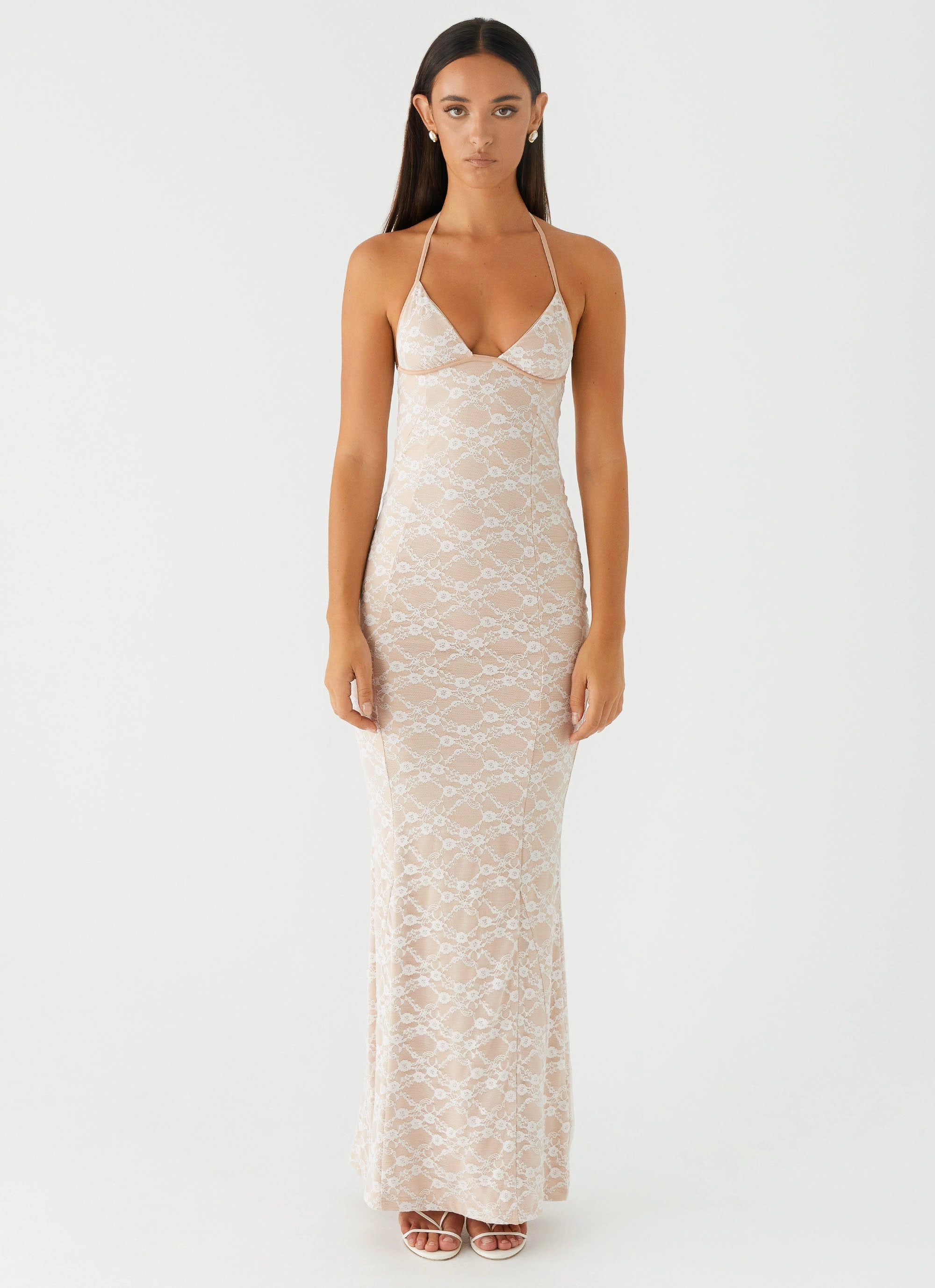 Jolina Lace Maxi Dress - White Smooth Design