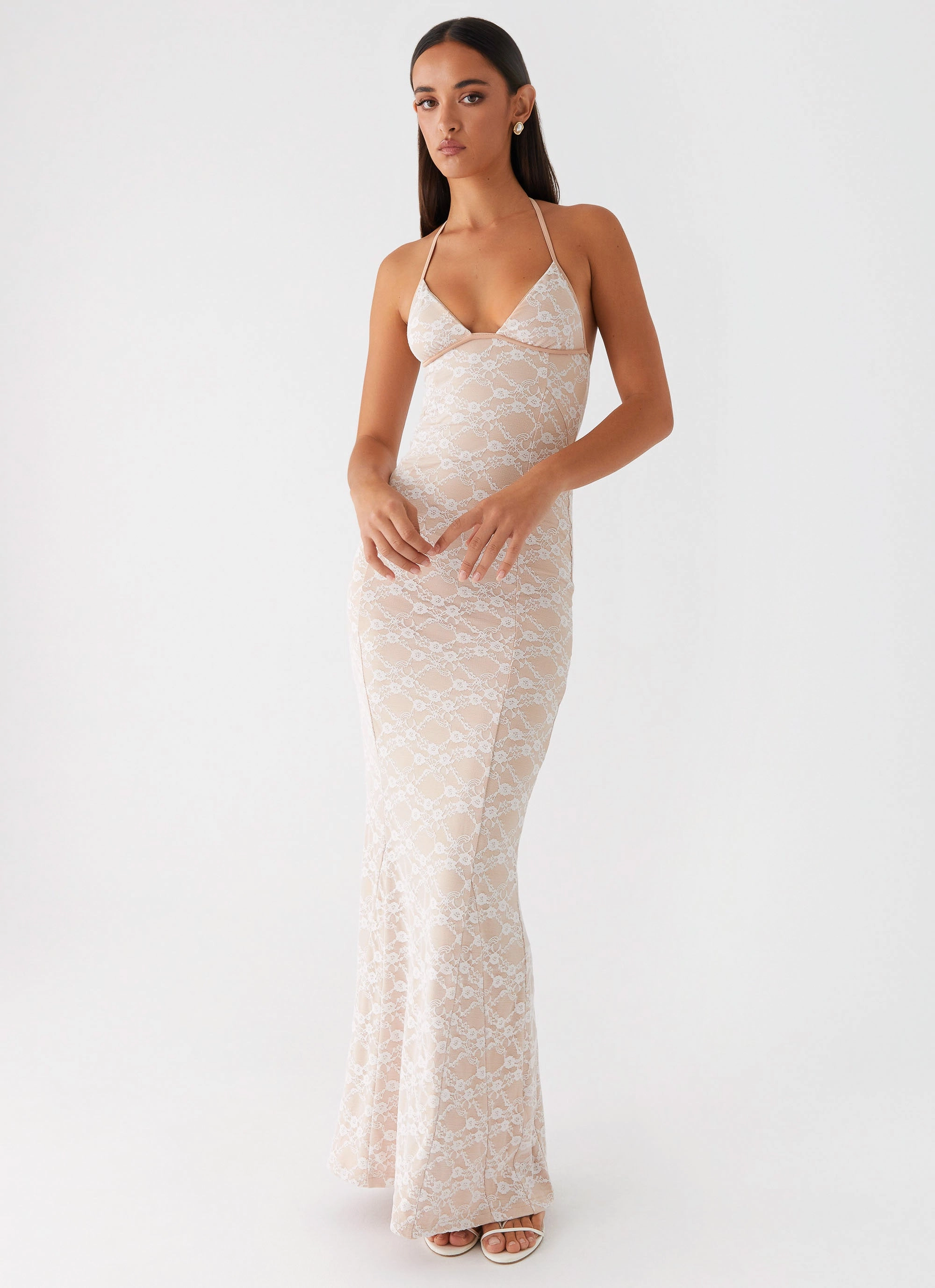 Chic Layers Natural Wrap Jolina Lace Maxi Dress - White