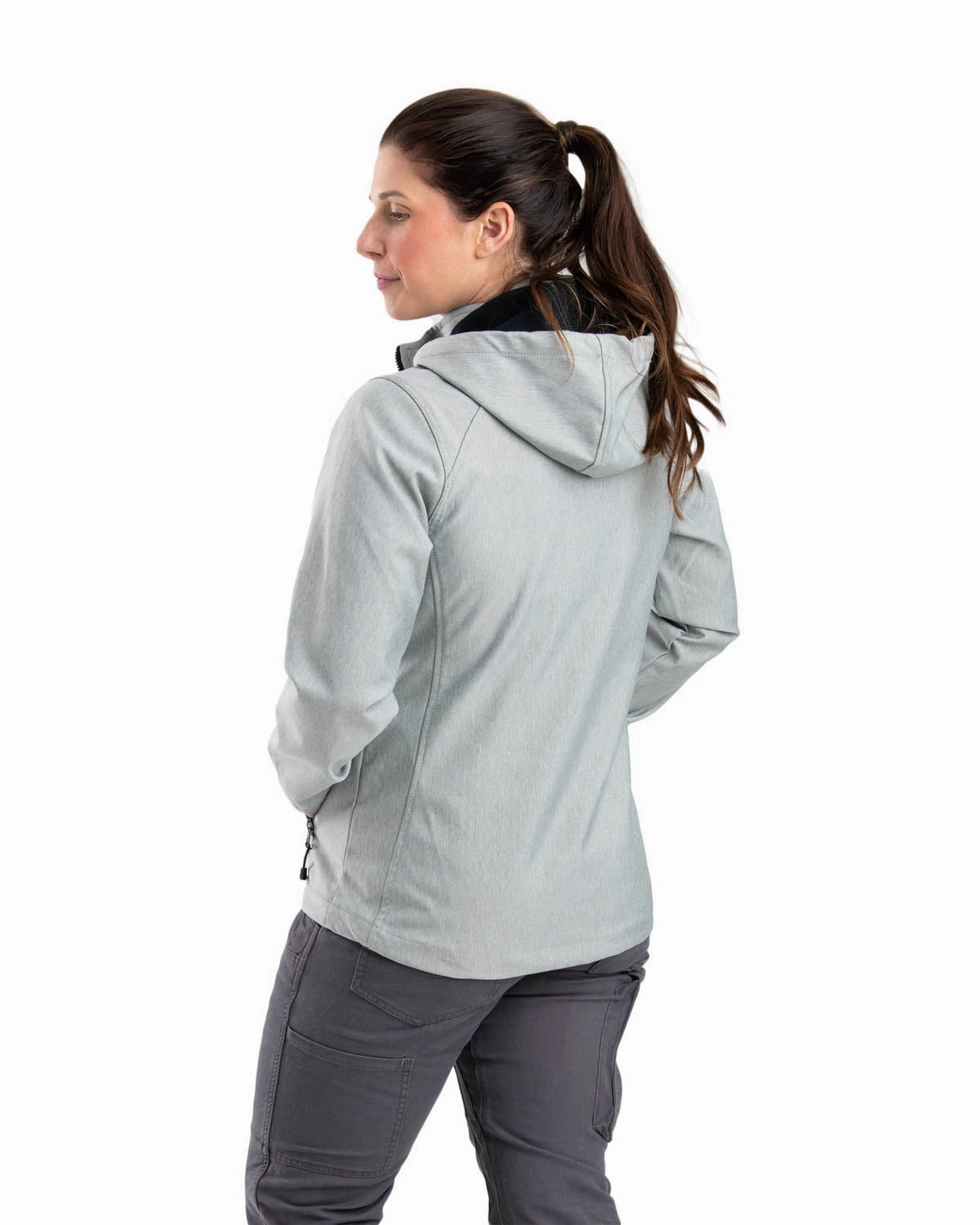 Cold Climate Matte Surface Texture Berne Grey Polyester Ladies Eiger Hooded Softshell