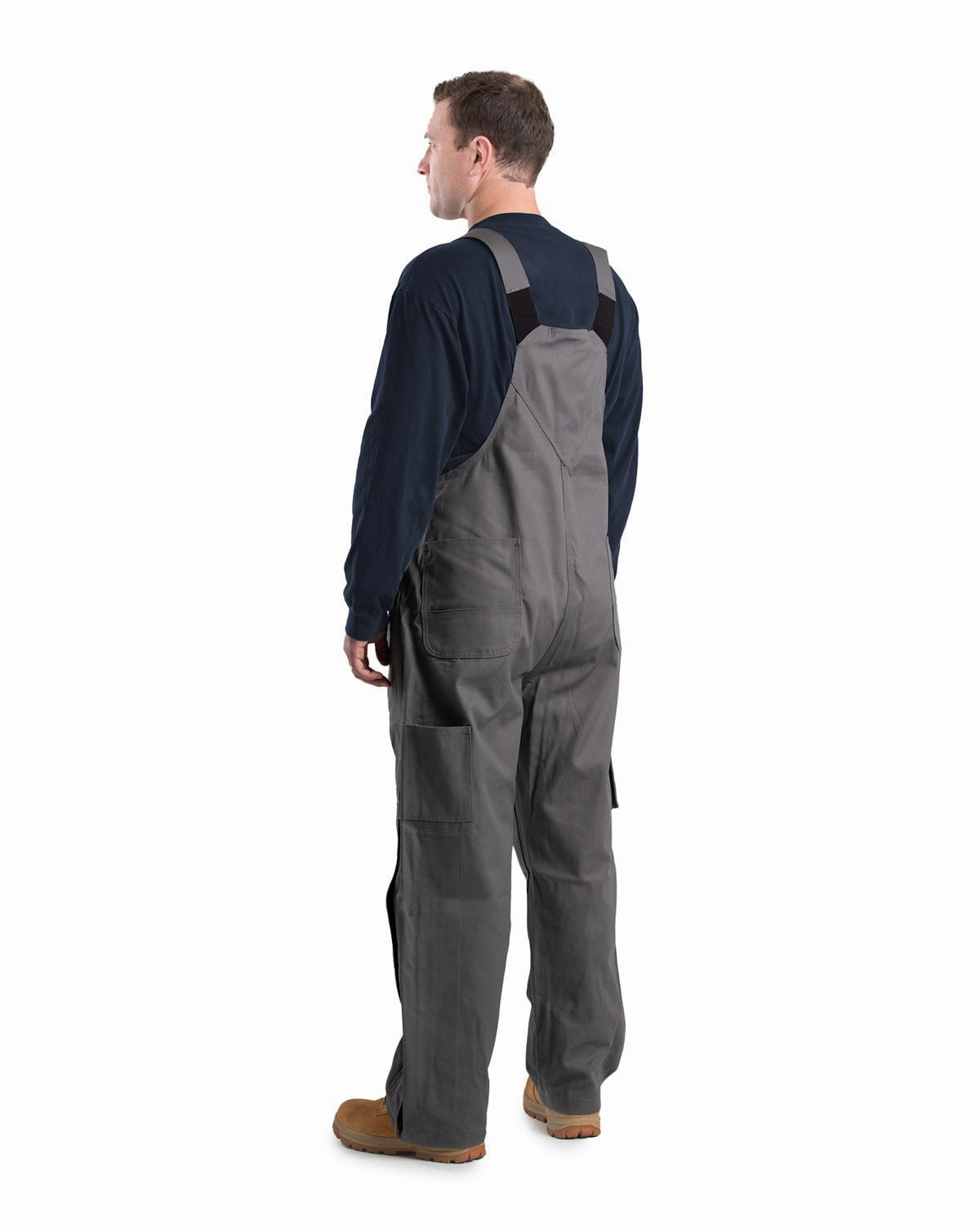 Berne Mens Flame Resistant Unlined Slate Bib Overall Seamless Technology Windproof Hood