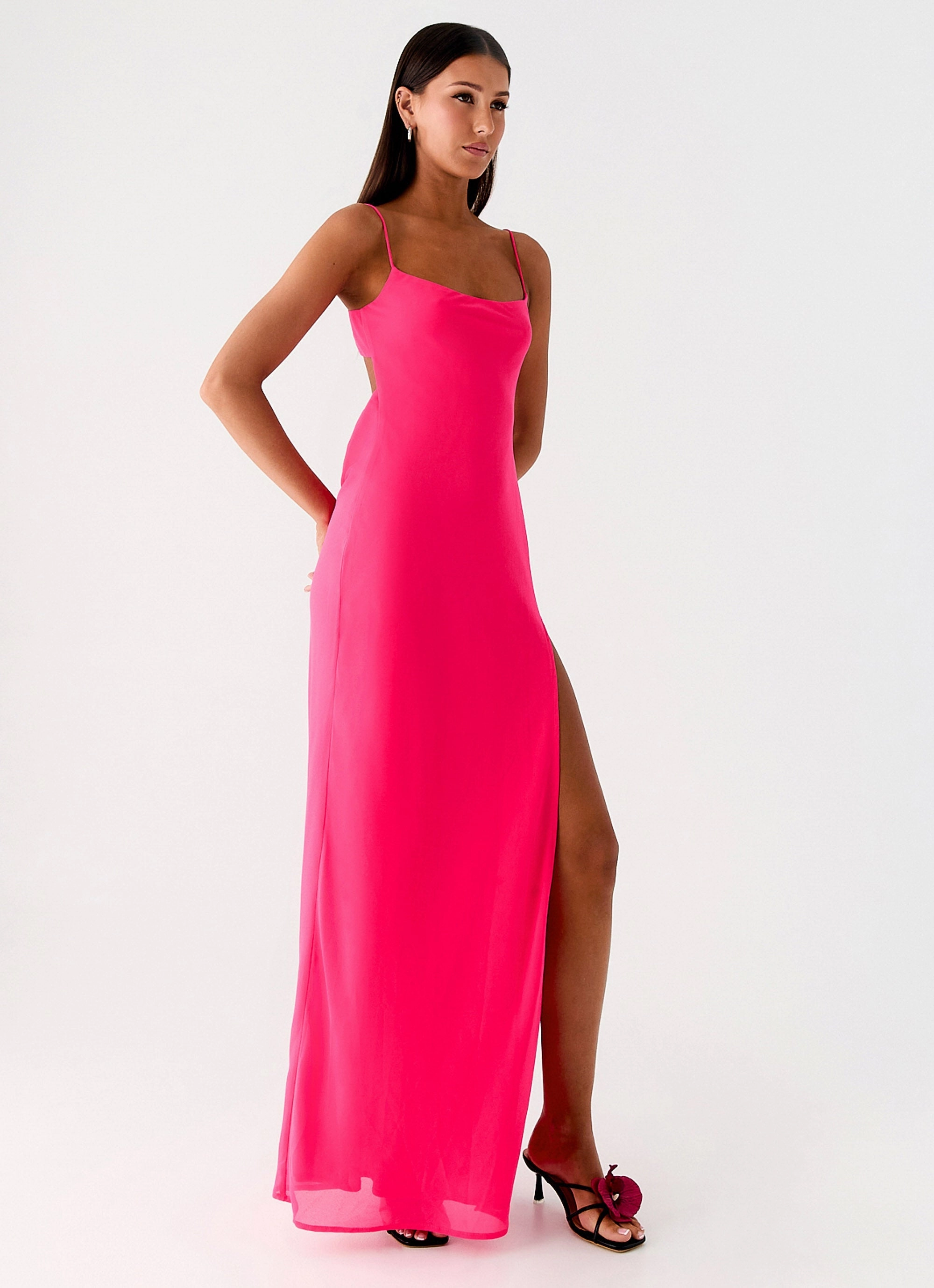 Luxe Outerwear Fashionable Coat Alouette Maxi Dress - Fuchsia