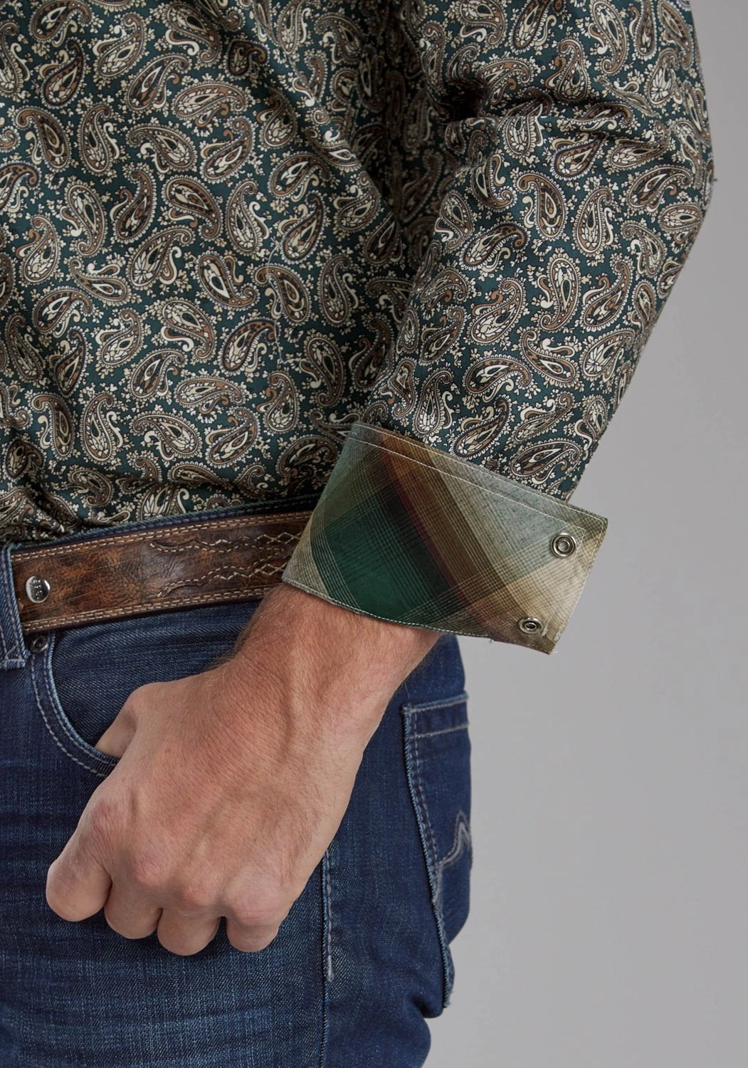 Casual Comfort High Street Fashion Roper Mens 2150 Oak Paisley Brown 100% Cotton L/S Shirt