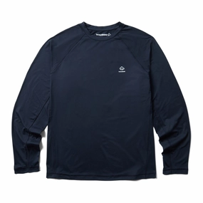 Wolverine Mens Dark Navy Polyester L/S Tactical Sun-Stop Eco Crew Streetwear