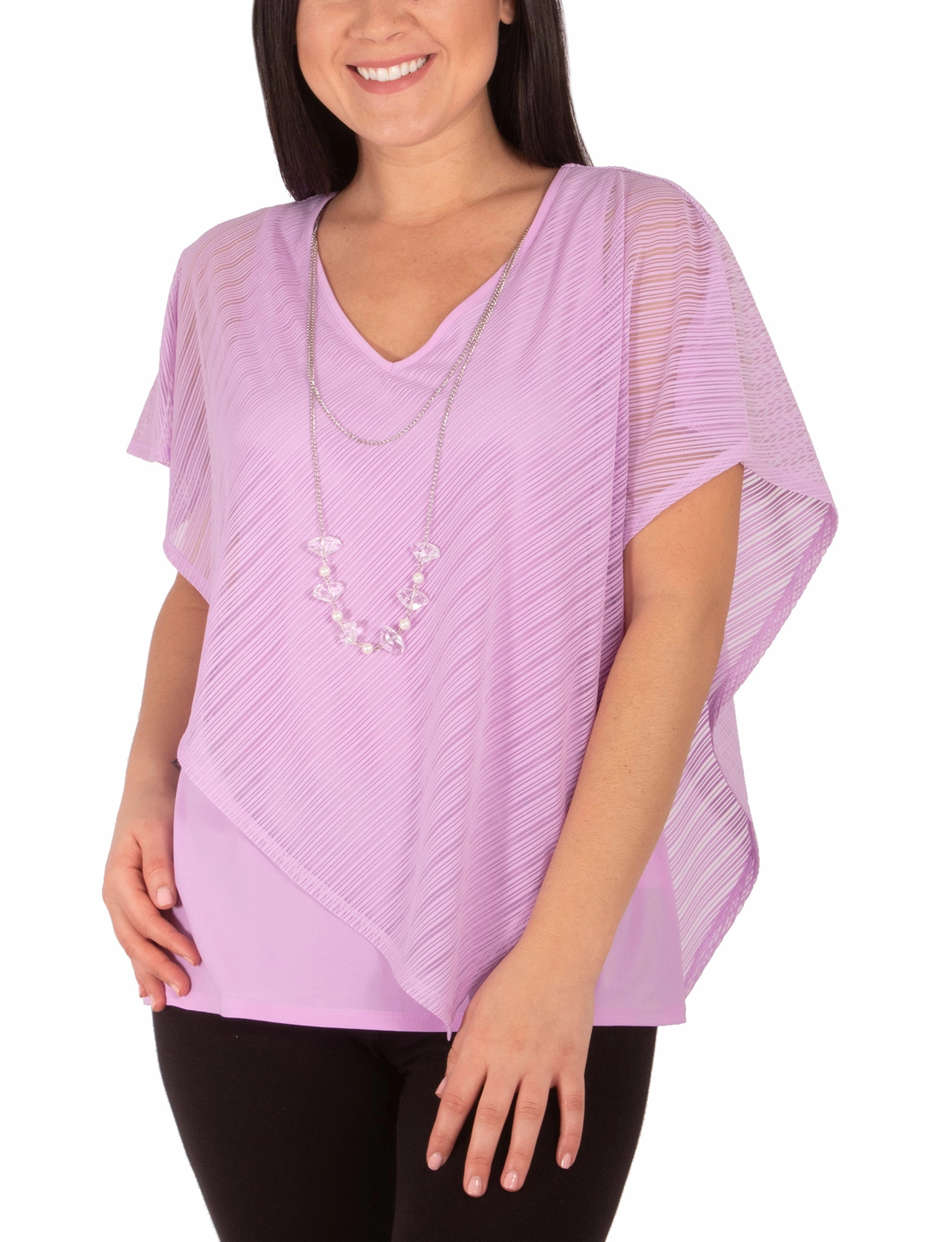Burnout Poncho Top With Removable Necklace Quick Release Fasteners Modern Design