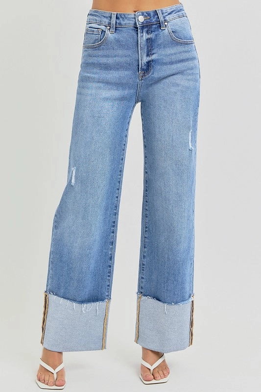 Minimal Wear FRANKIE HIGH RISE ANKLE WIDE CUFFED JEANS