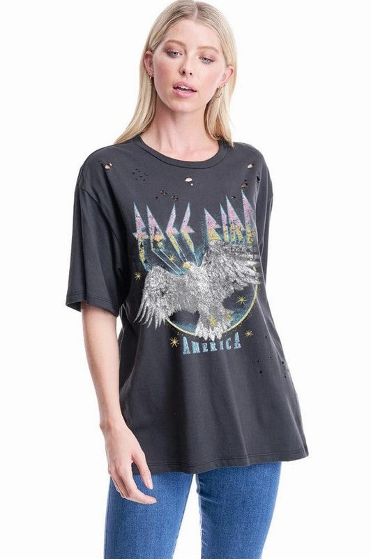 Free Bird America Eagle Graphic Tee WrinkleFree Weaving
