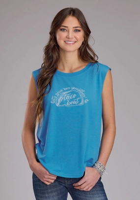 Mountain Escape Roper Womens Taco Bout Blue Poly/Rayon S/L T-Shirt