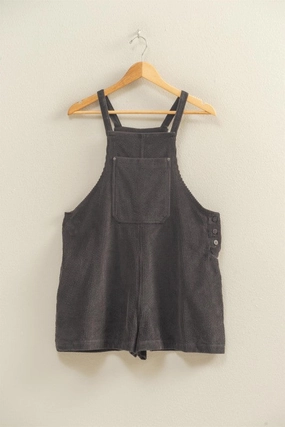 Frida Front Pocket Sleeveless Corduroy Overall Romper machine washable material