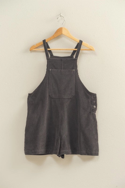 Frida Front Pocket Sleeveless Corduroy Overall Romper Cold Ready Travel Casual Wear