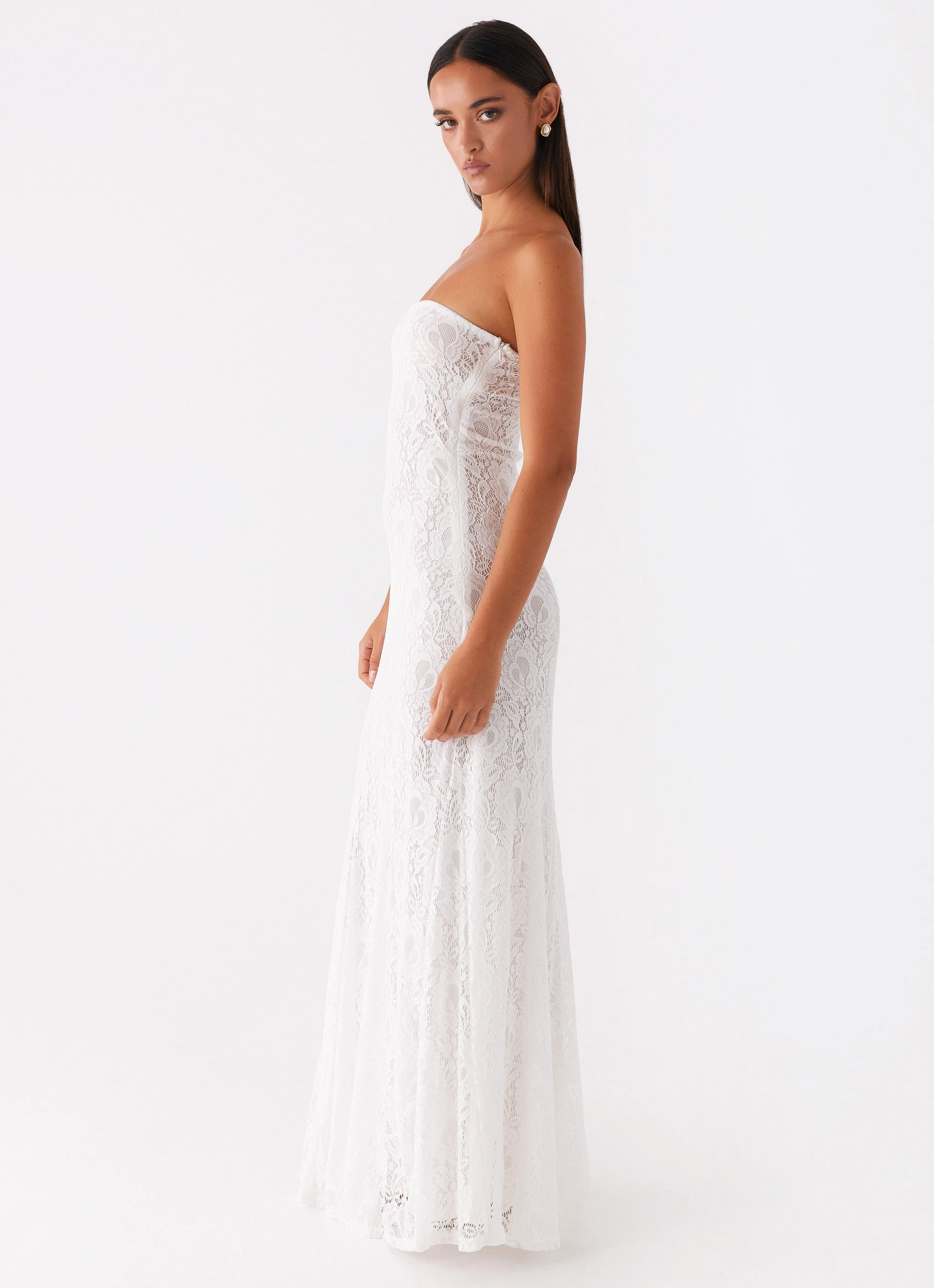 Evening Out Lolita Lace Maxi Dress - Ivory