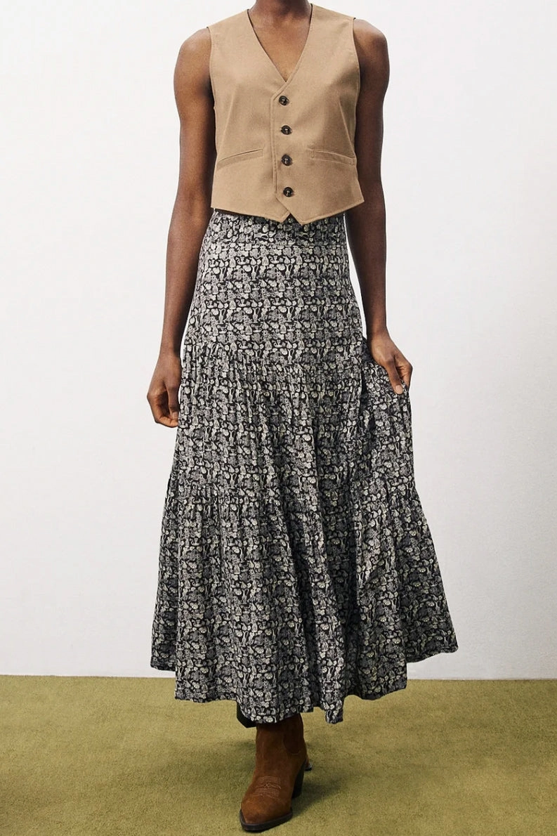 Dark wash Flexible Knee Articulation FRNCH Audrey Skirt
