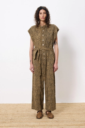 FRNCH Scheila Jumpsuit - Leopard Breathable mesh lining Modern Warmth