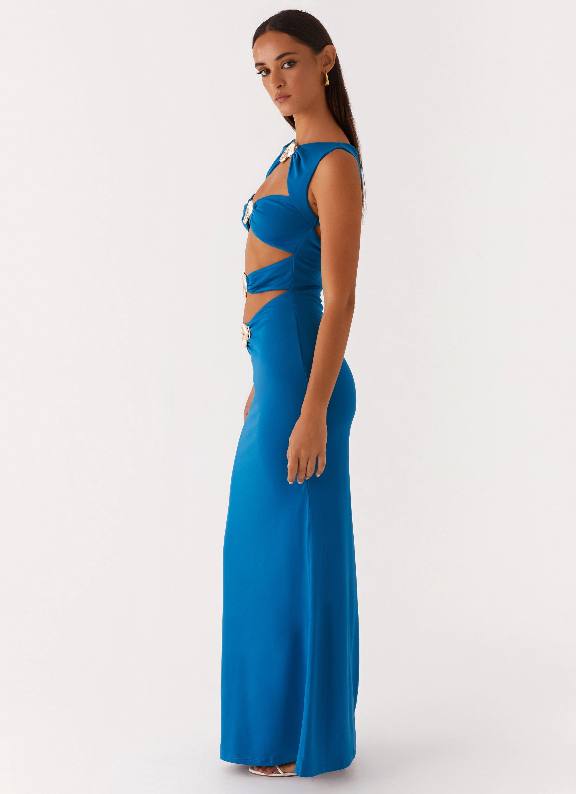 Lagoon Cut Out Maxi Dress - Royal Blue Boho Tone