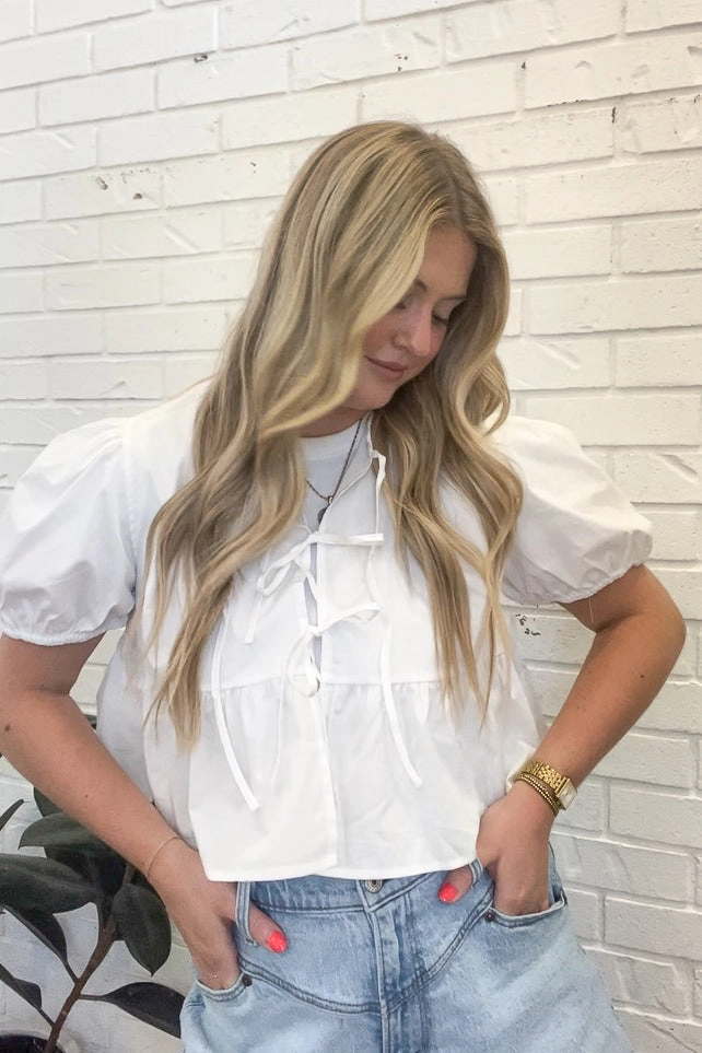 Hidden Zipper Closure Front Tie Peplum Blouse