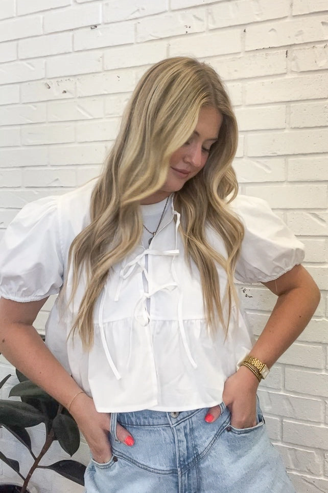 Front Tie Peplum Blouse OdorResistant Fabric