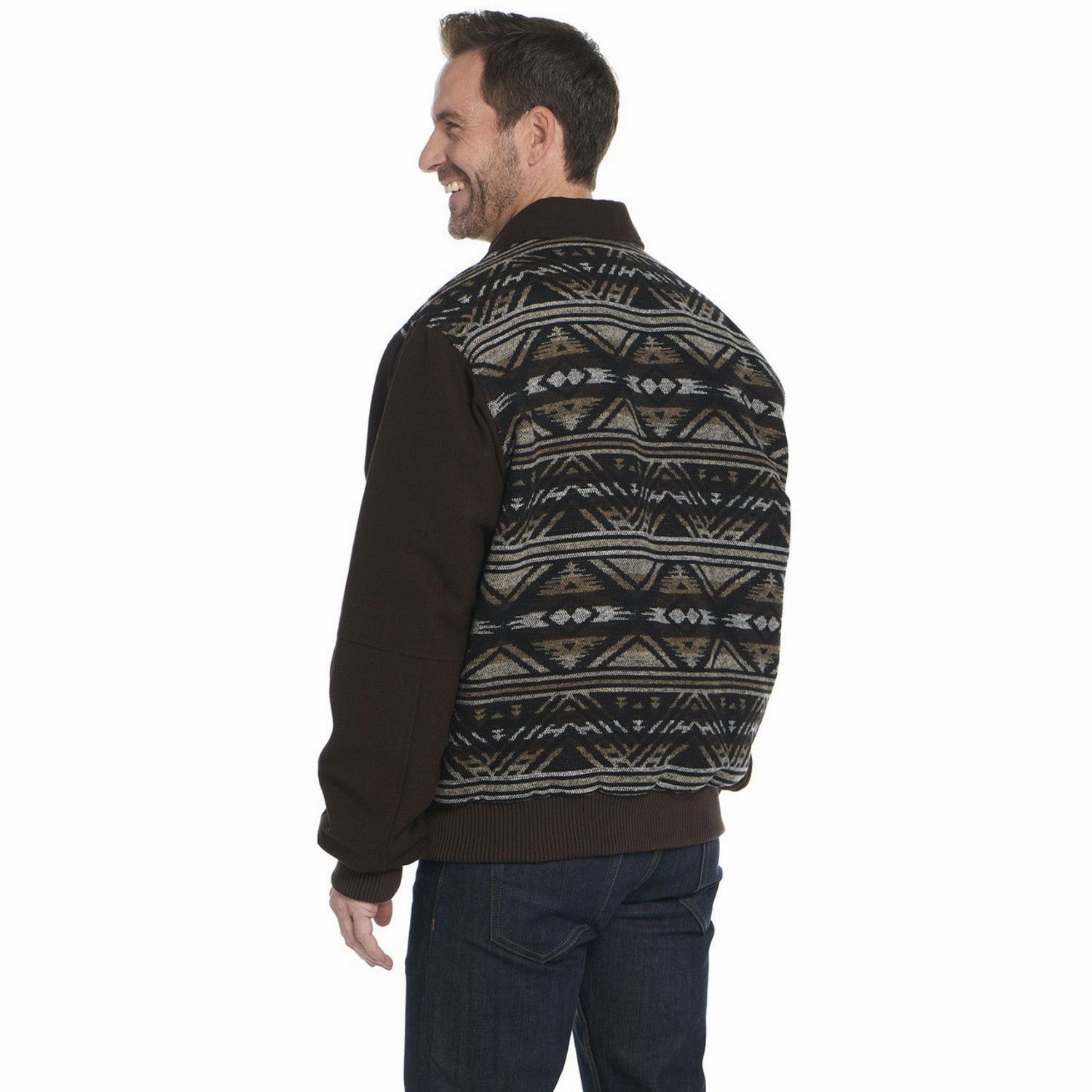 Sealed Seam Construction Noise Free Movement Cripple Creek Mens Navajo Blanket Snap CCP Americano Brown 100% Polyester Vest