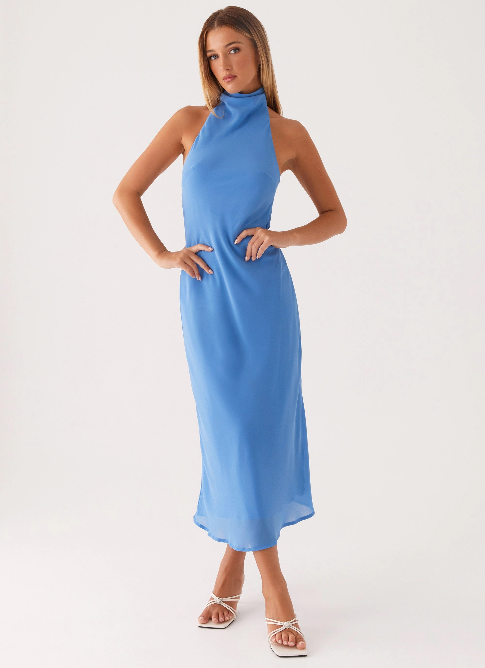 Shelly Midi Dress - Azure City Commuter Versatile Outerwear