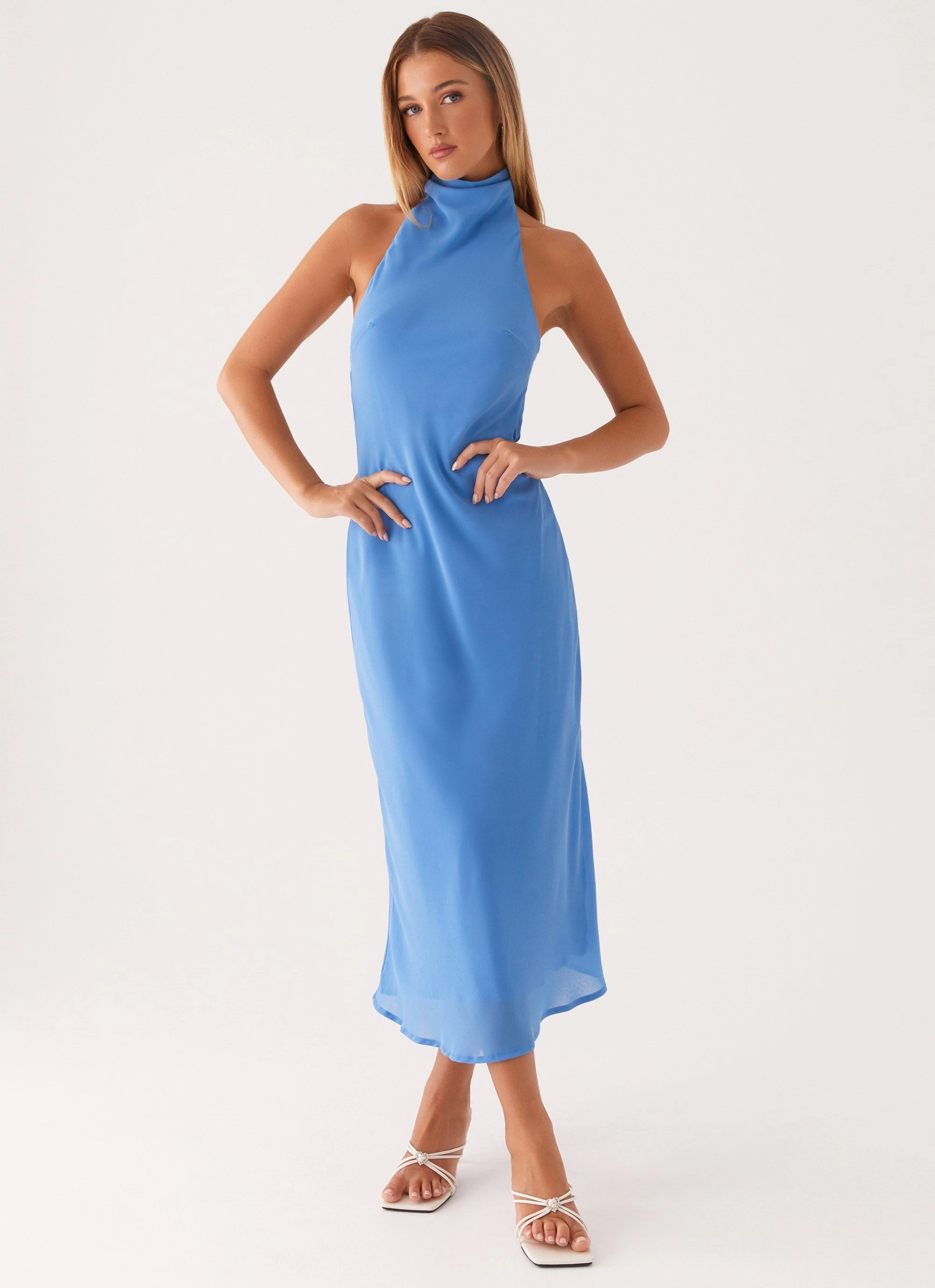 Embellished Trim Shelly Midi Dress - Azure