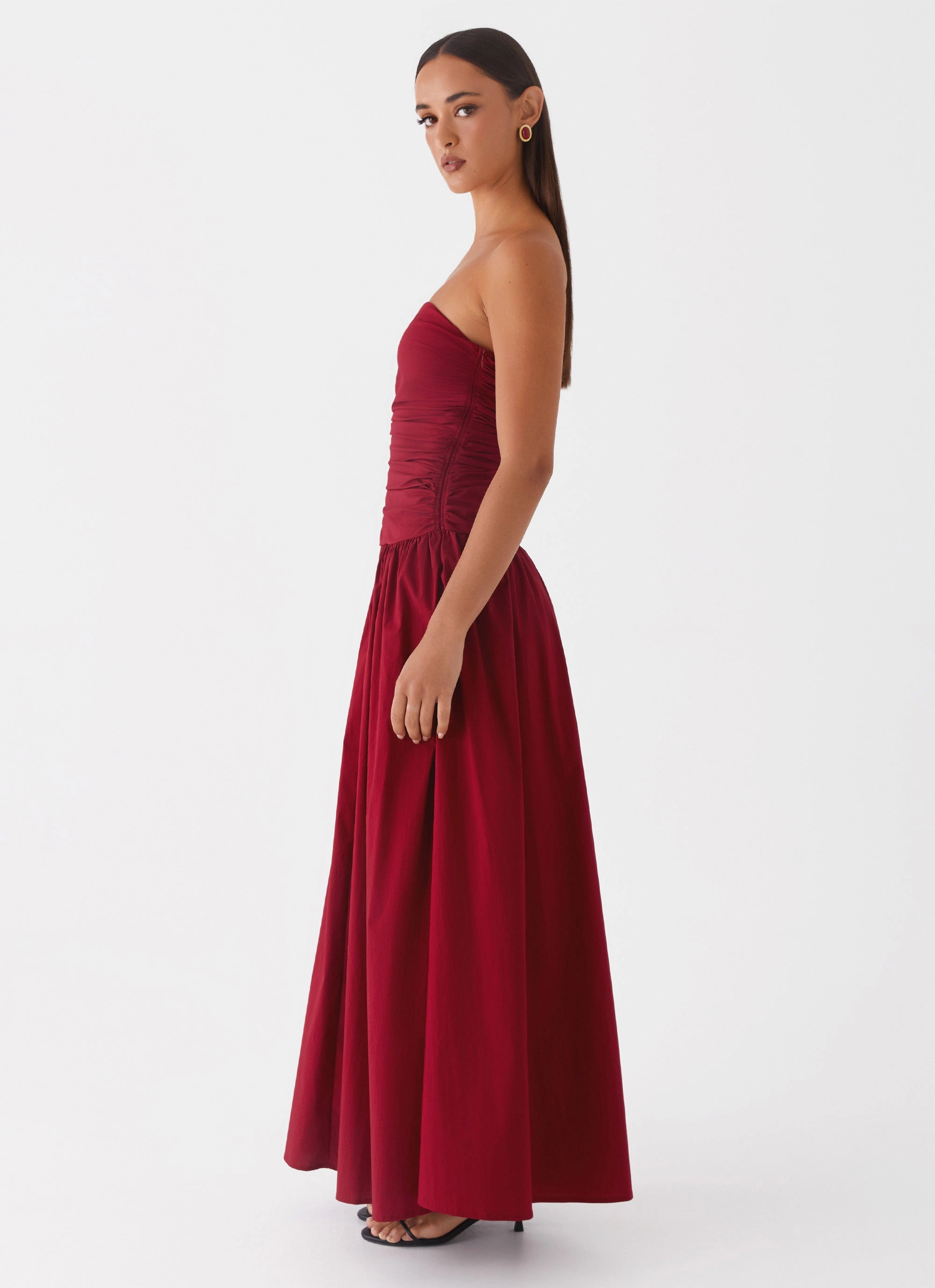 Elegant Styling Vegan Fabric Carmel Maxi Dress - Merlot