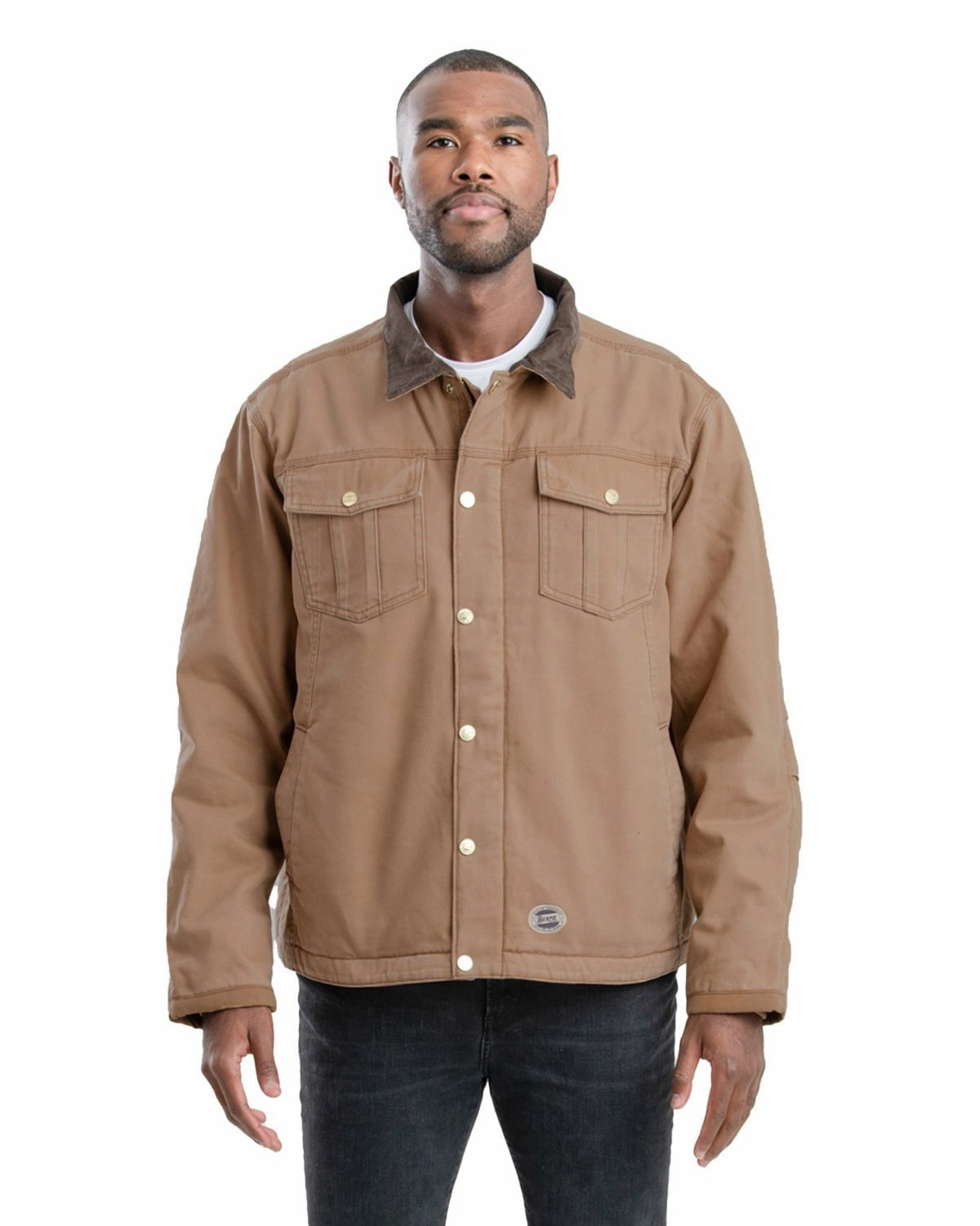 Fleece Backing Berne Mens Vintage Washed Sherpa-Lined Work Driftwood 100% Cotton Jacket