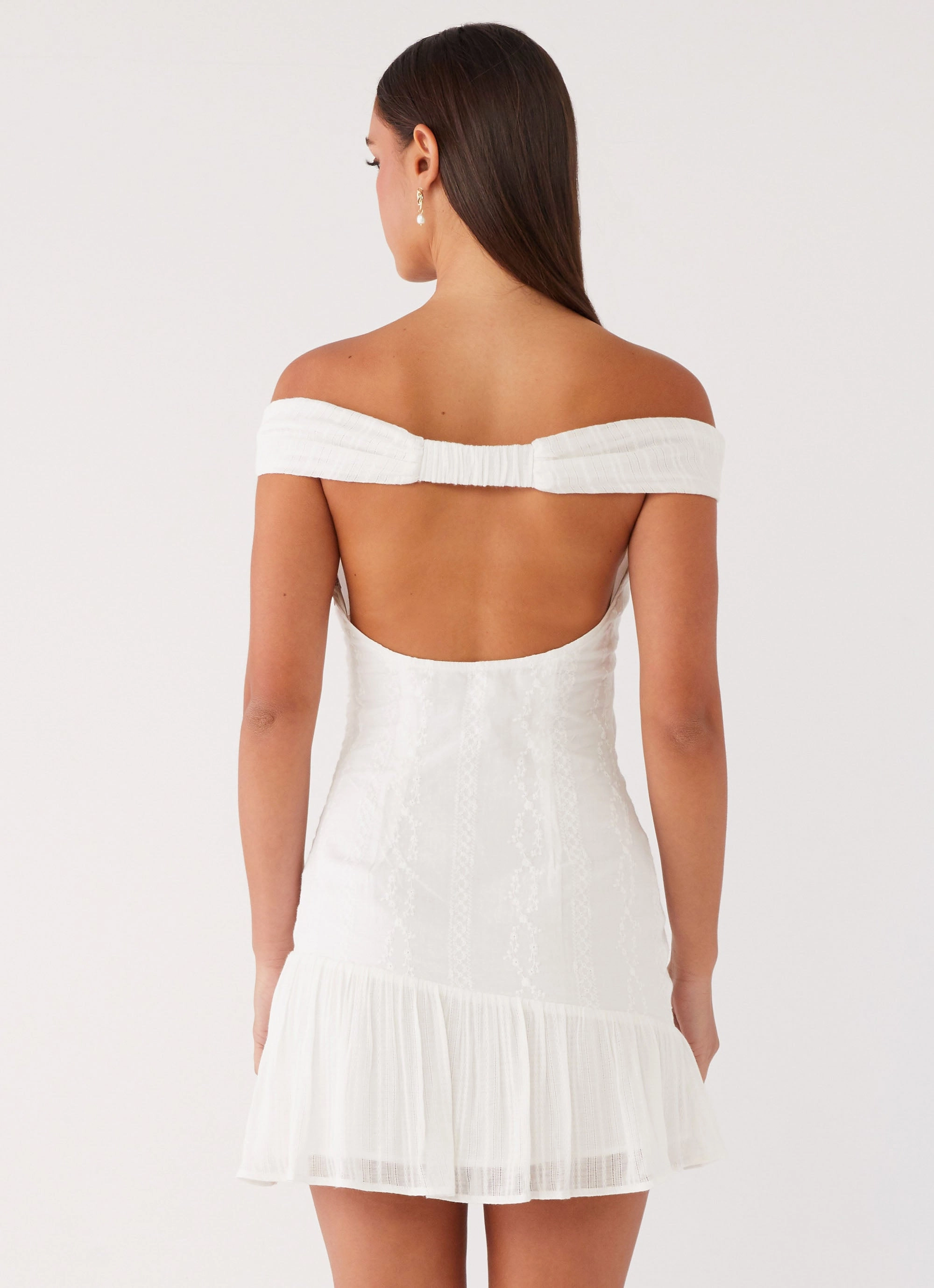 A-Line Gabby Ruffle Hem Mini Dress - Ivory