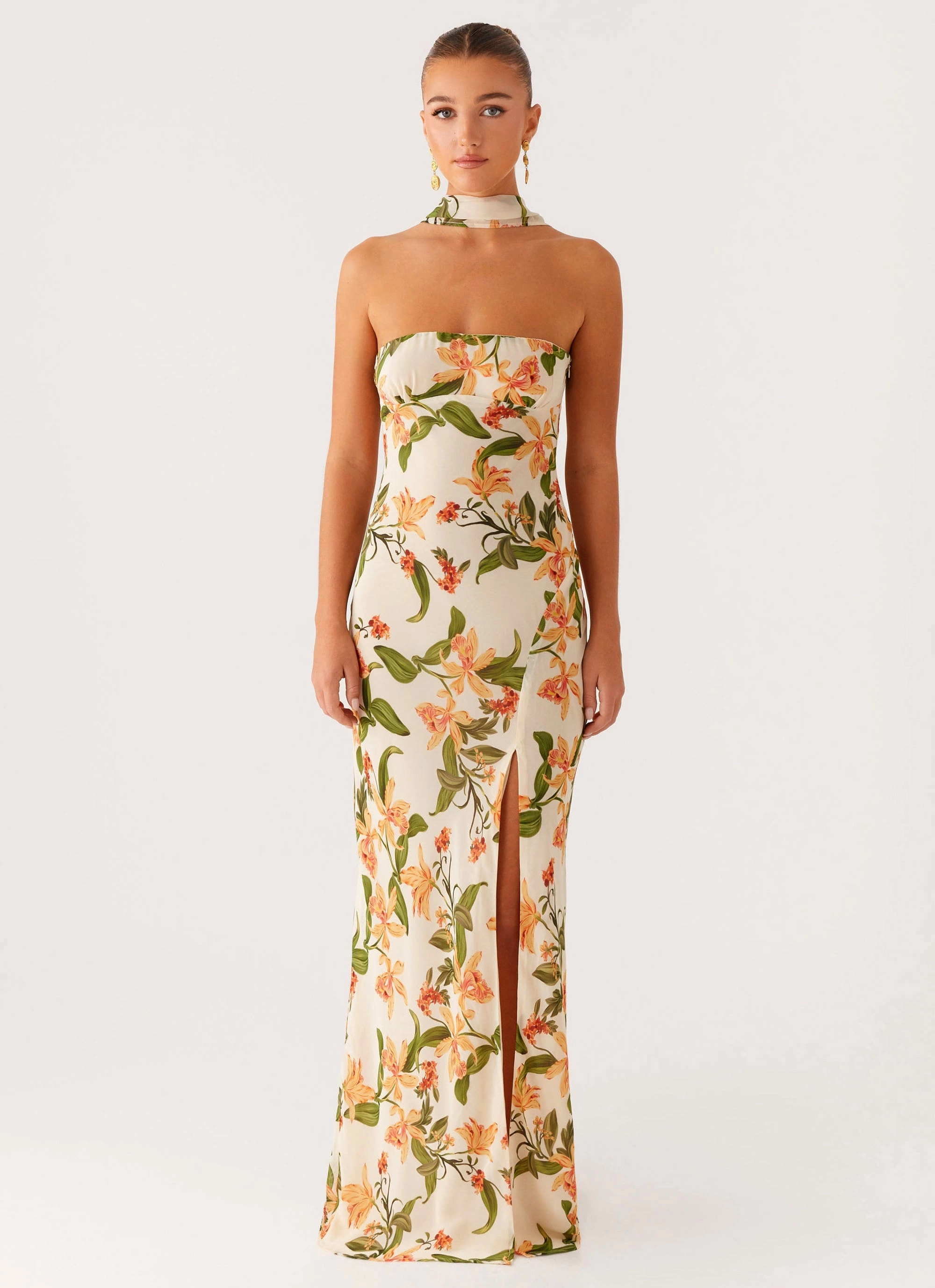 Gali Strapless Maxi Dress - Floral Print Cute Glow