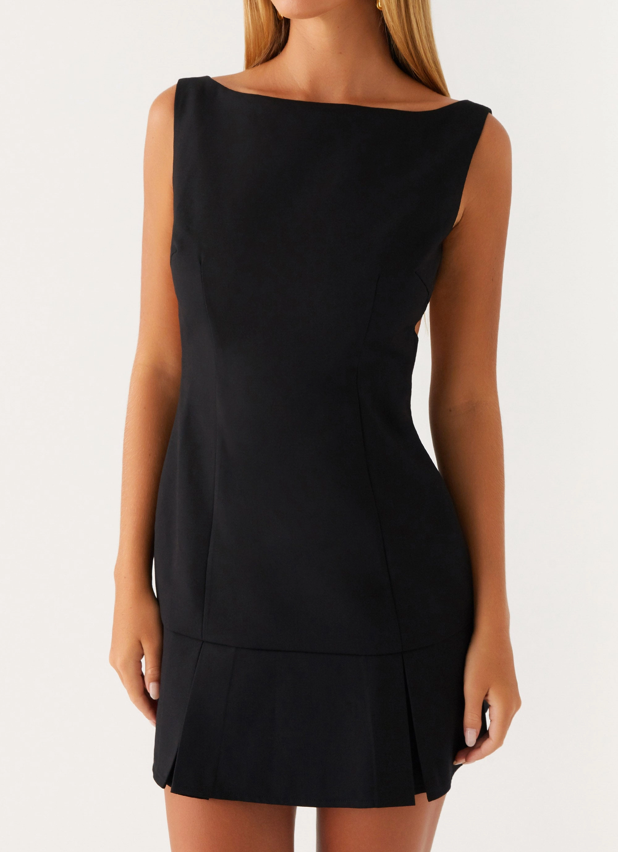 Zavia Mini Dress - Black Sophisticated Layers Work-to-Play Wear