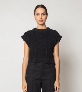Active Comfort Style Gigi Cropped Sweater Vest | Black