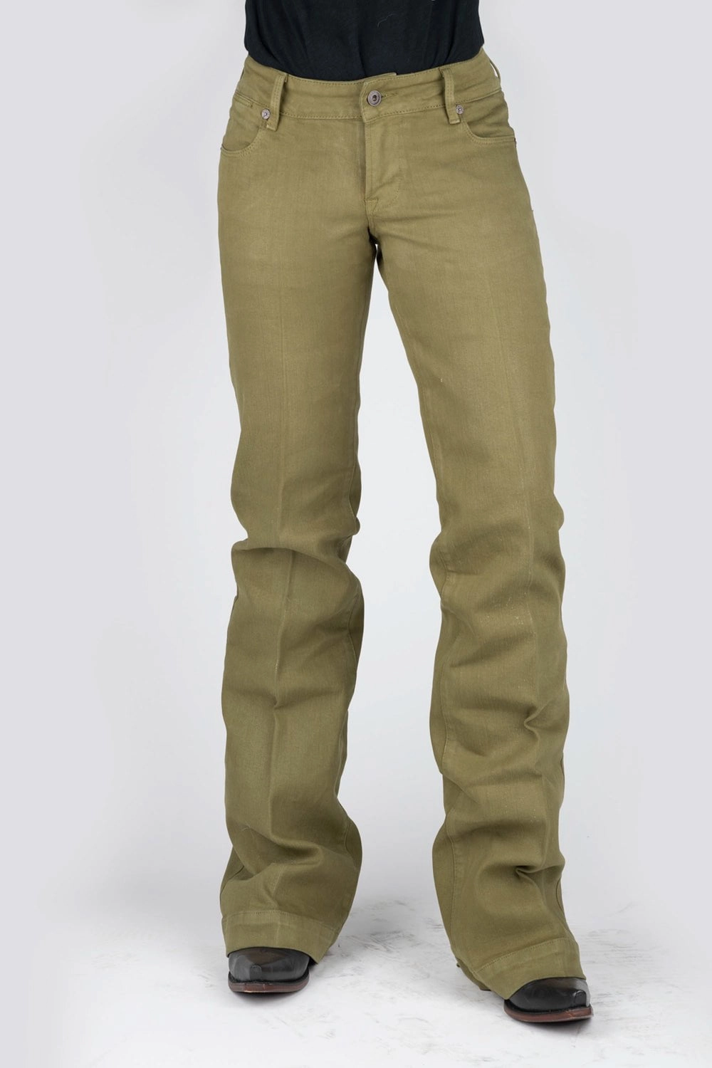 Clean Cut Stetson Womens 214 Trouser Fit Olive Cotton Blend Jeans