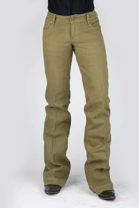 Clean Cut Stetson Womens 214 Trouser Fit Olive Cotton Blend Jeans