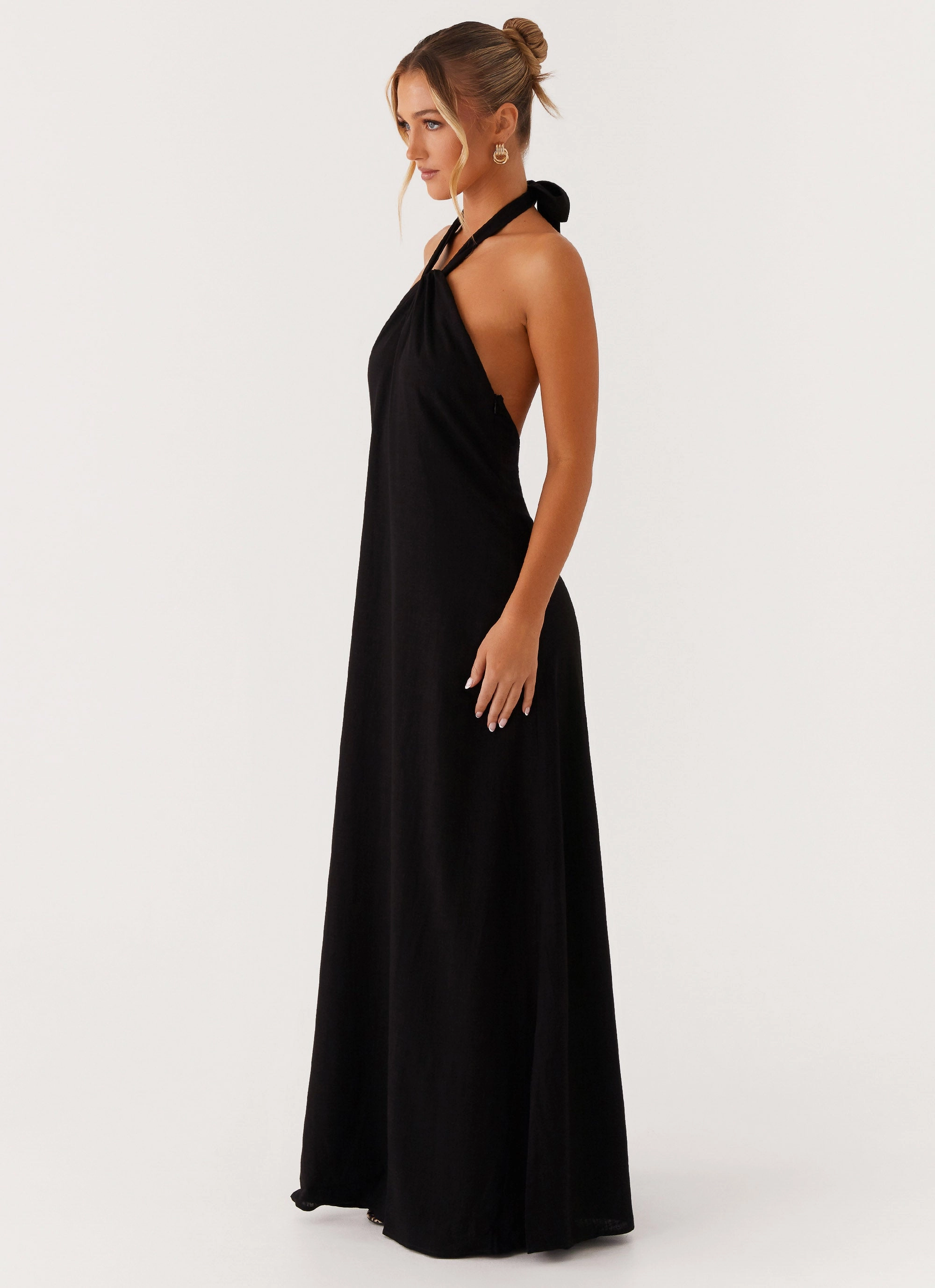 Golden Child Linen Maxi Dress - Black Trendy Outerwear