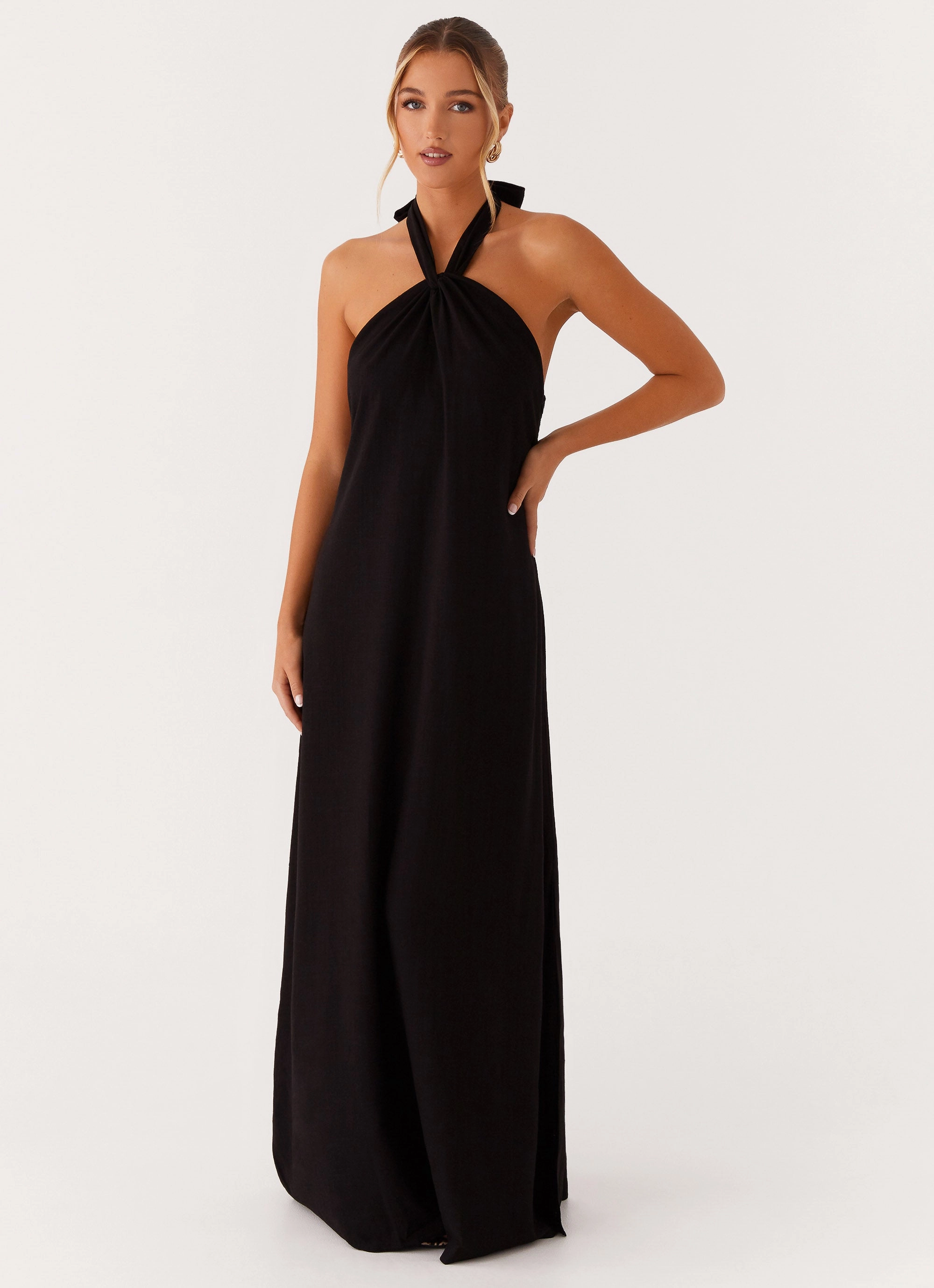 Golden Child Linen Maxi Dress - Black Padded Layer Street Ready